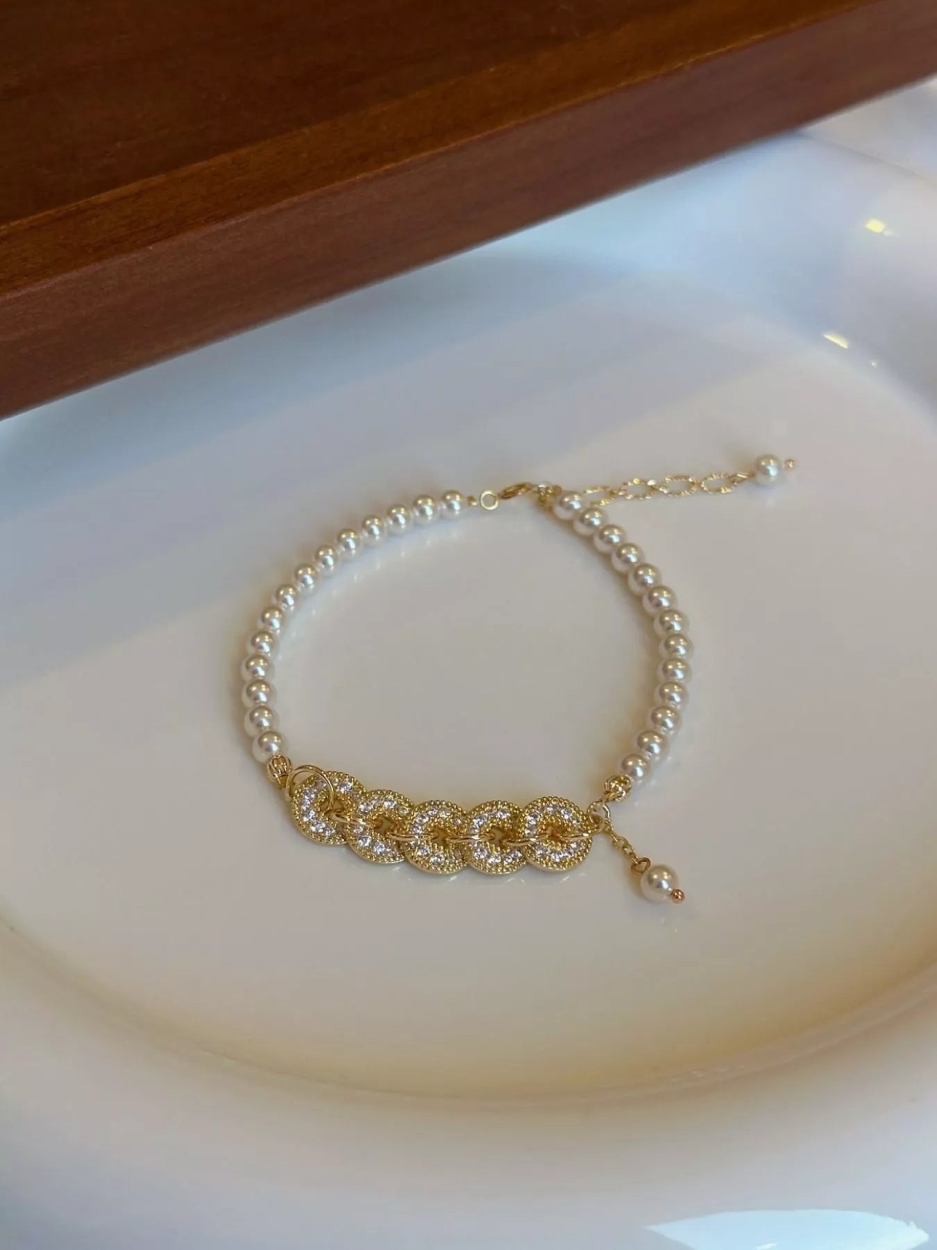18K Gold-Plated Pearl Coin Bracelet