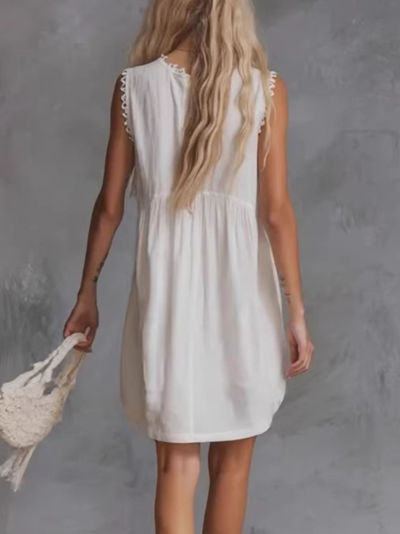 Sleeveless V-Neck Mini Dress with Pockets