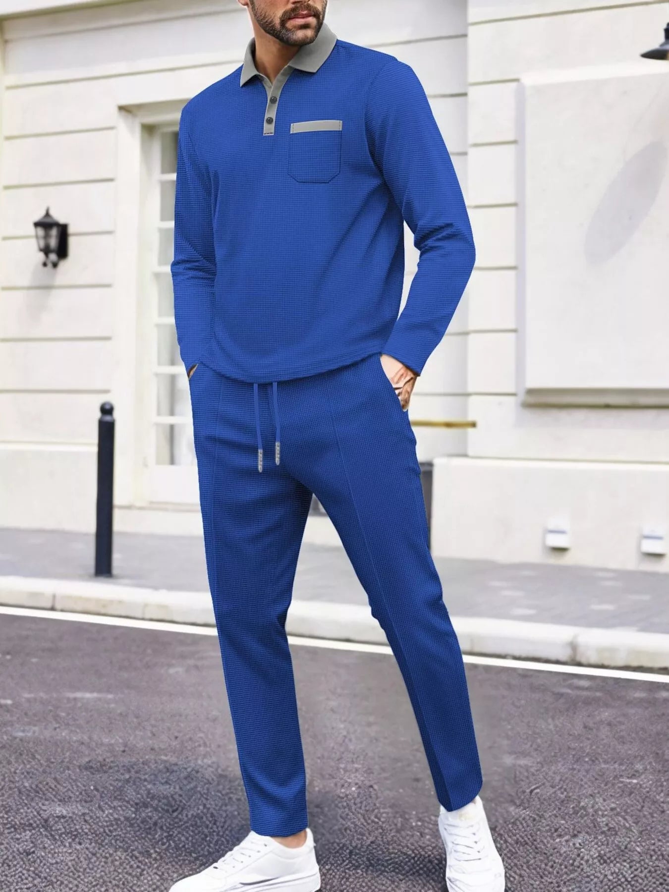 Men's Full Size Long Sleeve Top and Pants Set Plus Size