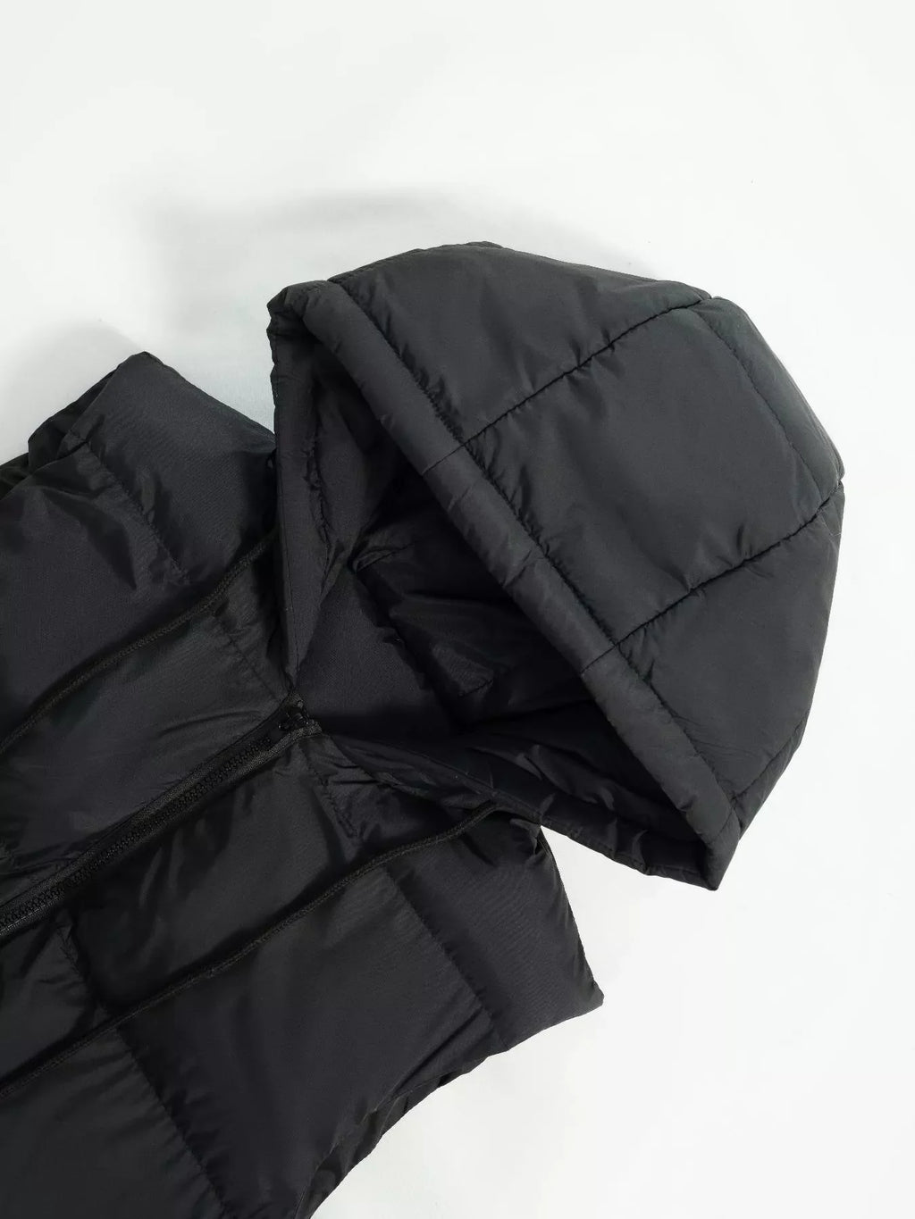 Longline Padded Hooded Vest Coat