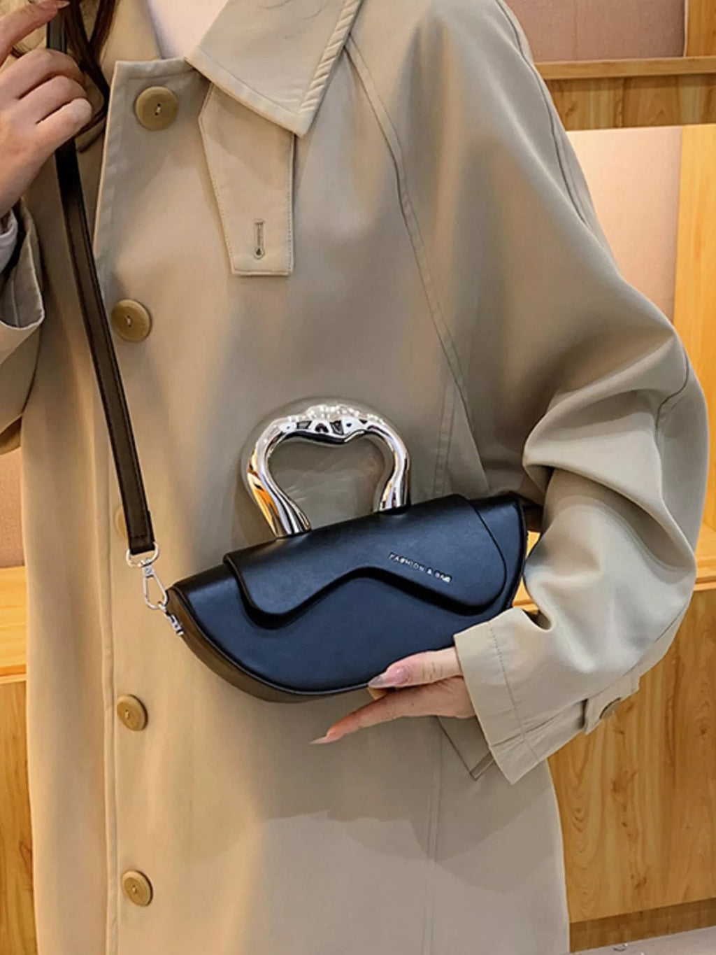 Half-Moon Crossbody Bag with Handle