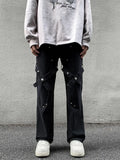 Men's Full Size Cross Strap Embellished Jeans Plus Size