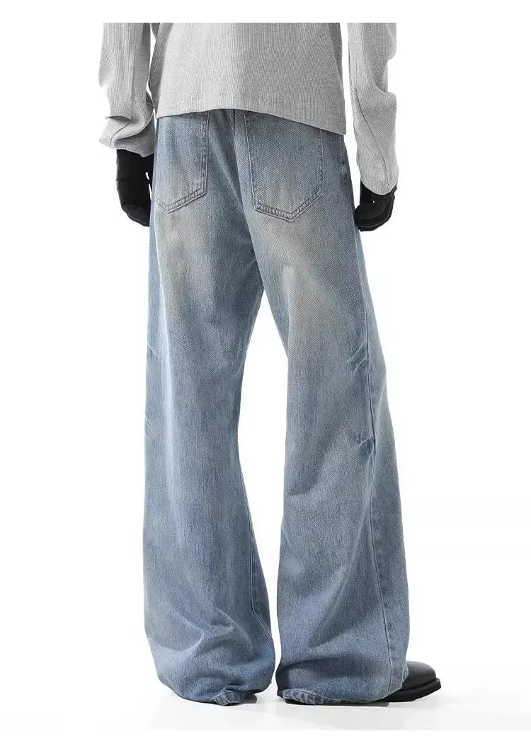 Men's Washed Wide Leg Jeans