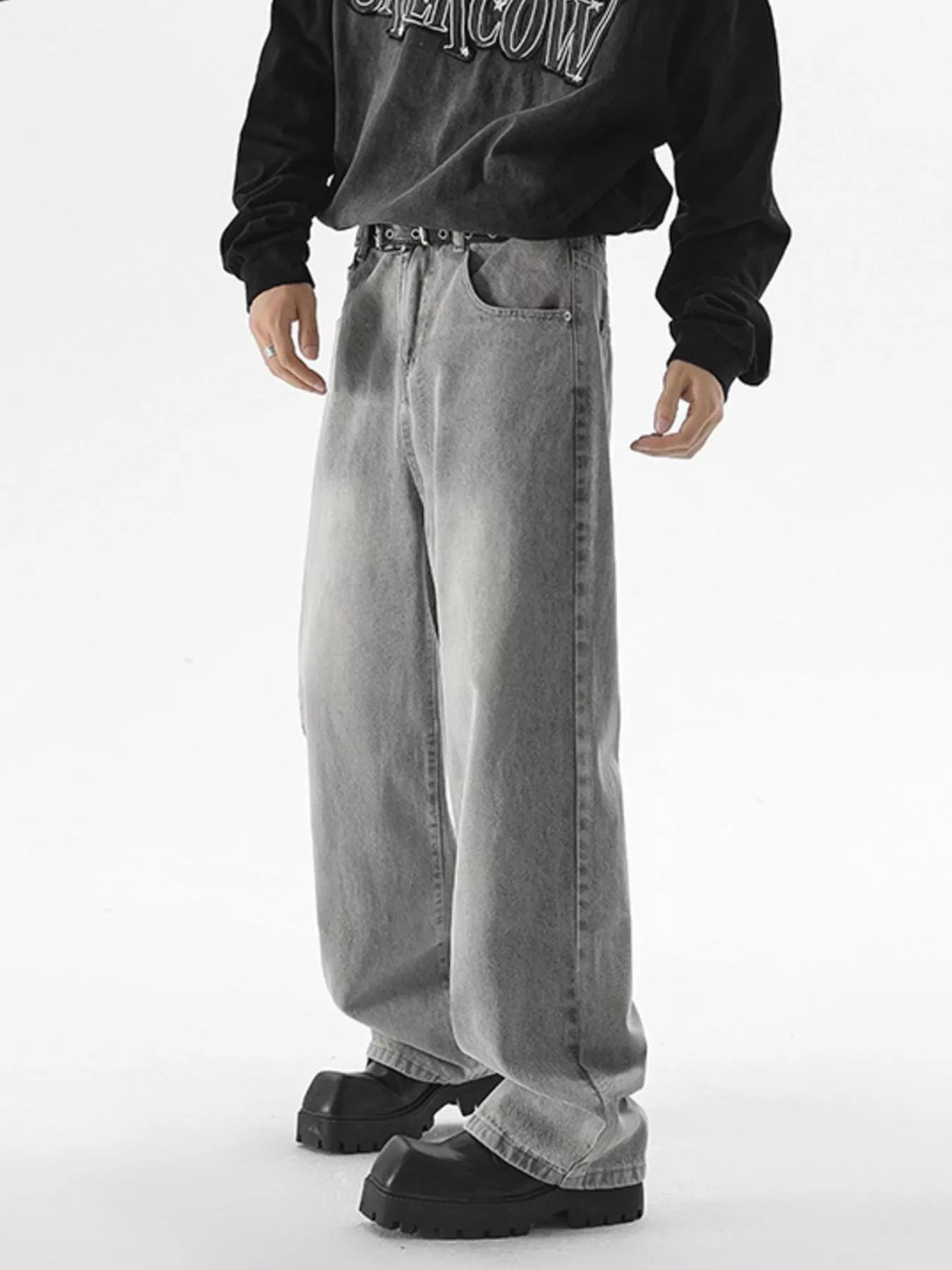 Men's Vintage Wash Wide Leg Jeans