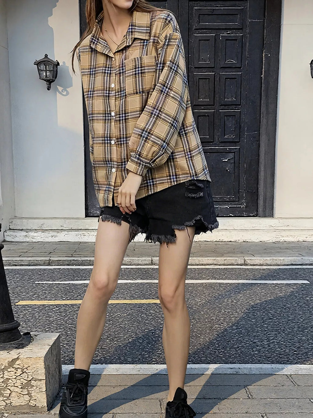 Plaid Button Up Long Sleeve Shirt
