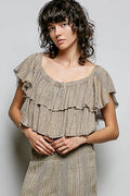POL Off-Shoulder Ruffle Crop Top