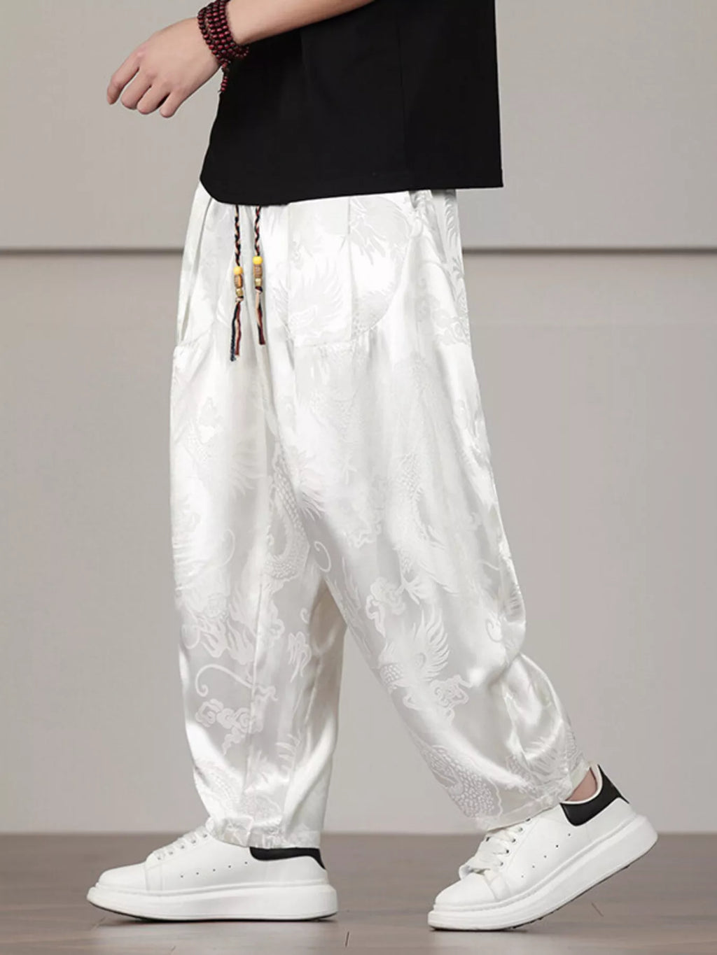 Men's Plus Size Dragon Pattern Harem Pants