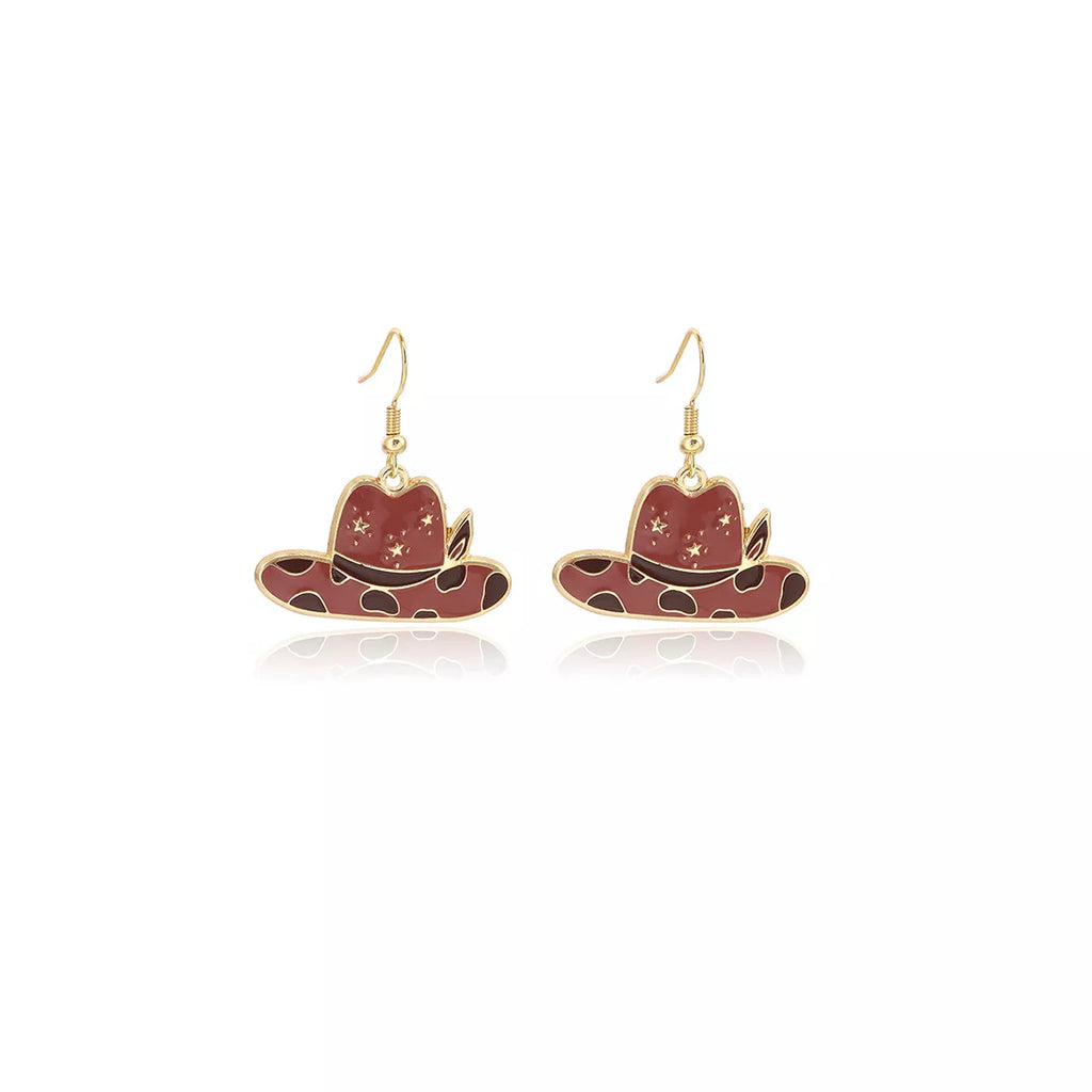 Cowboy Hat & Bottle Dangle Earrings