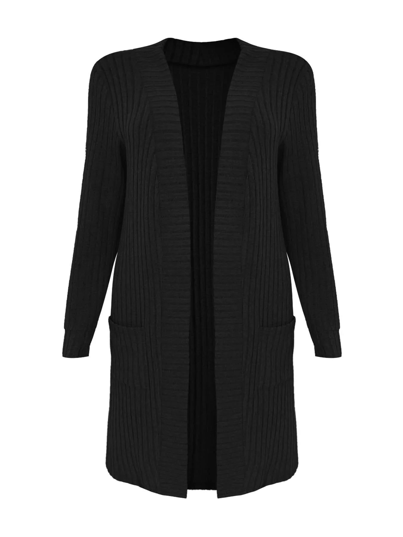 Ribbed Knit Open Front Cardigan