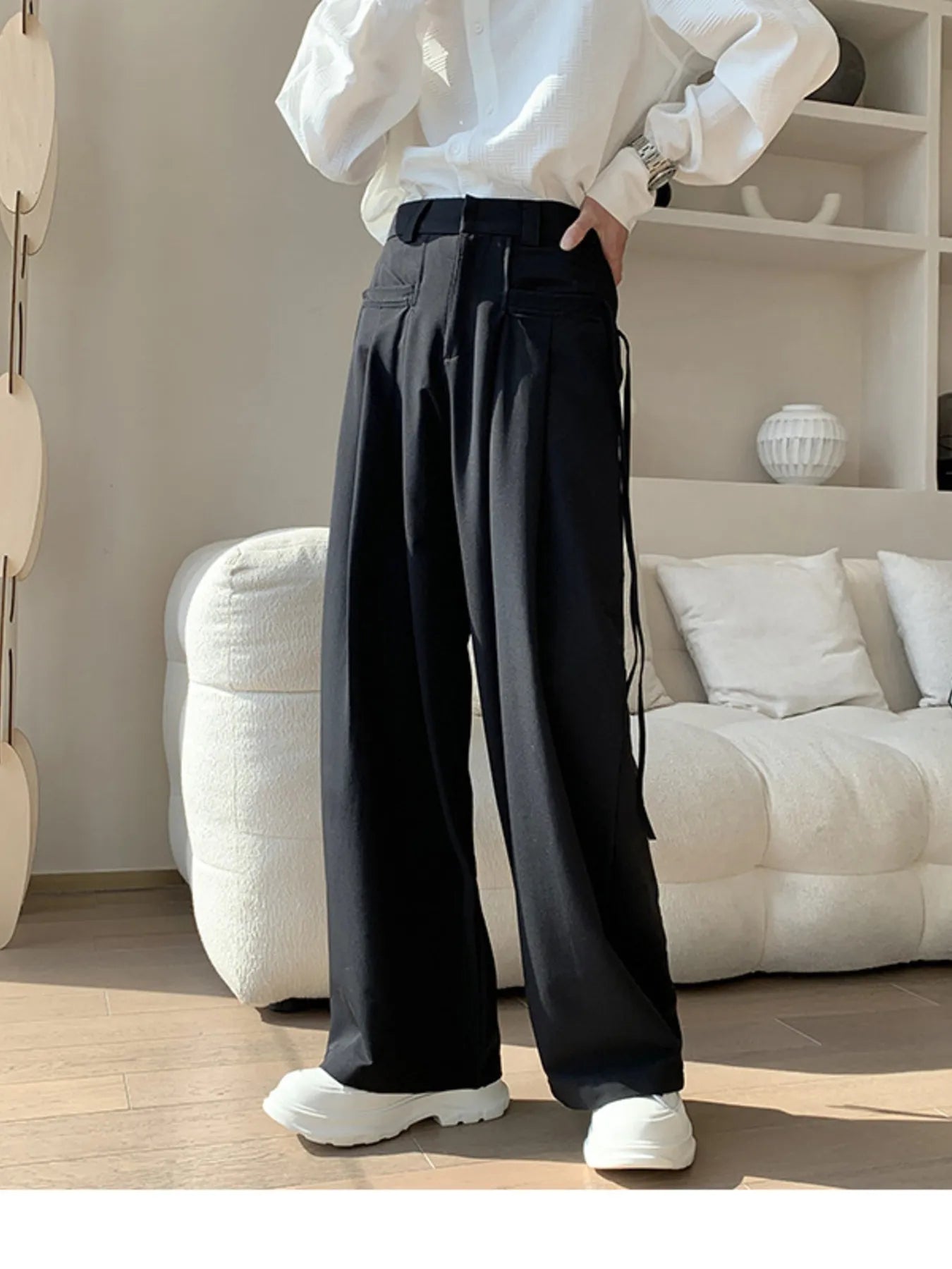 Men's Full Size Wide Leg Pleated Casual Pants Plus Size