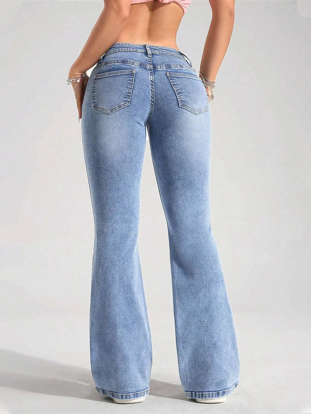 Washed Flare Leg Jeans