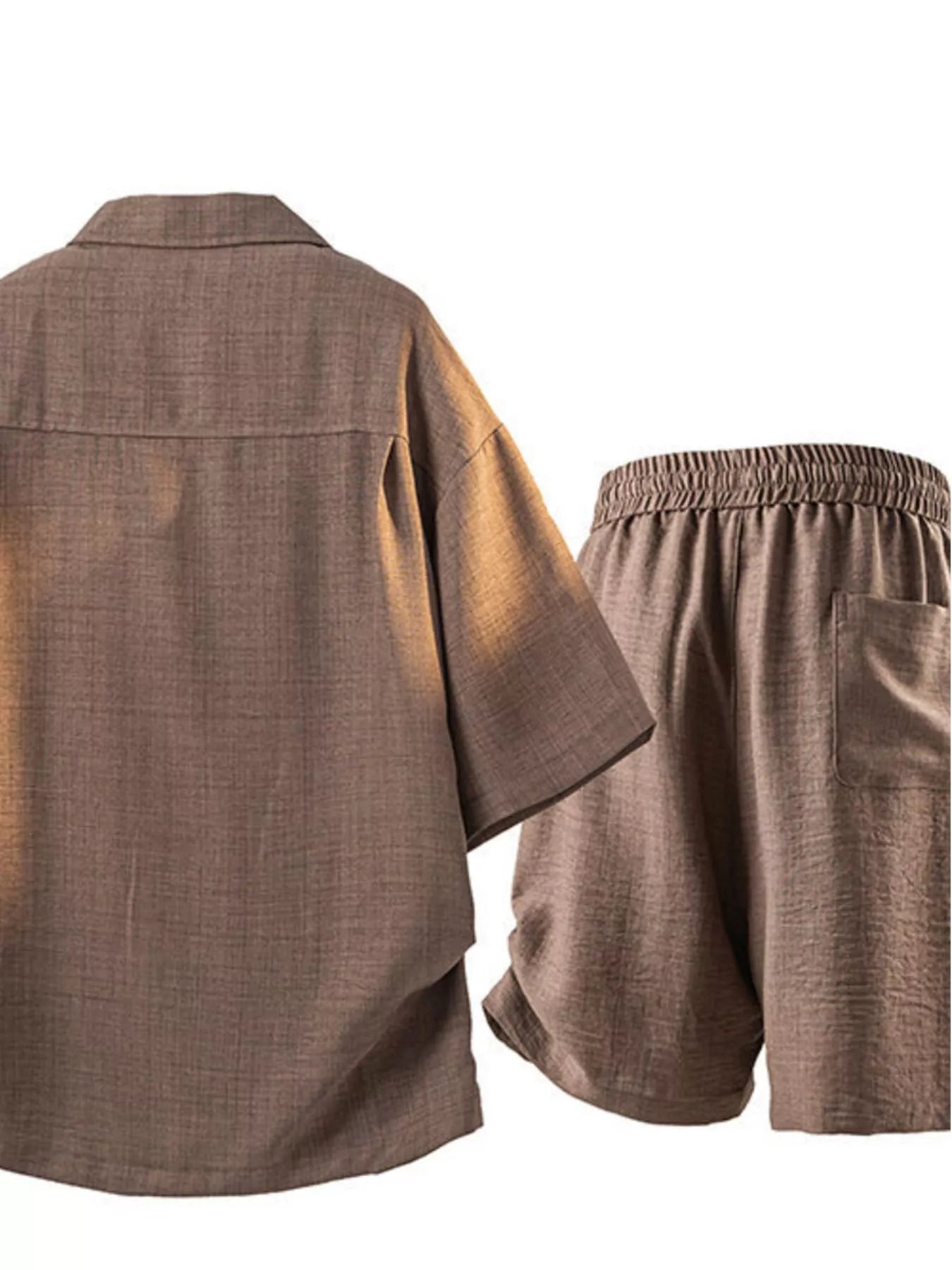 Men's Full Size Button Up Short Sleeve Shirt and Shorts Plus Size