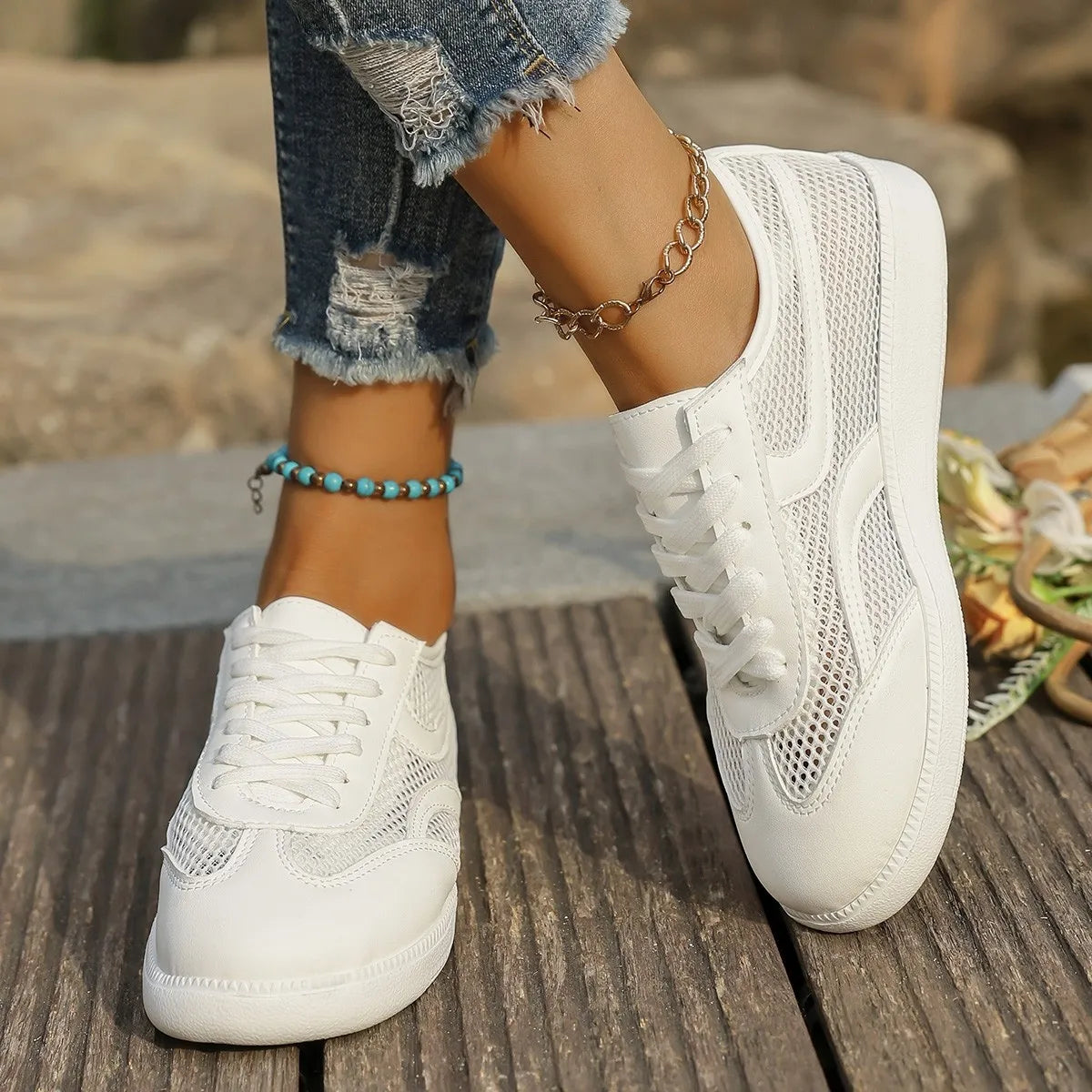 Mesh Lace Up Sneakers