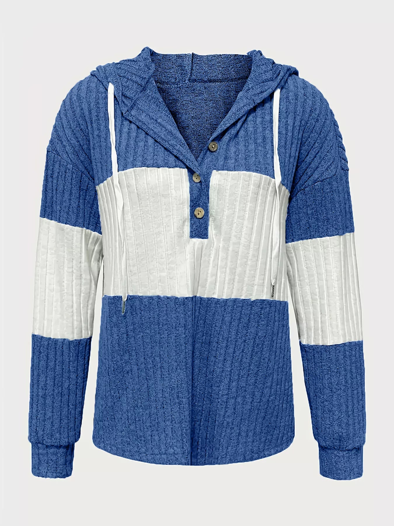 Color Block Drawstring Long Sleeve Hoodie