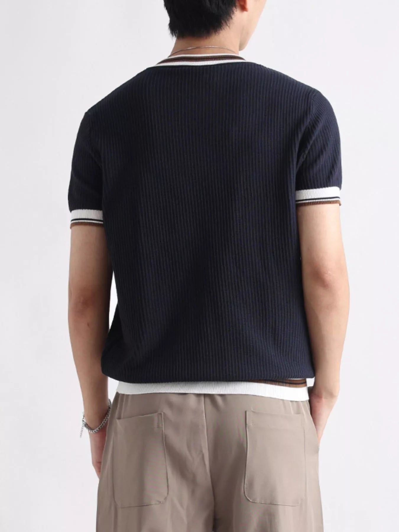 Men's Plus Size Contrast Trim Shorts Sleeve T-Shirt
