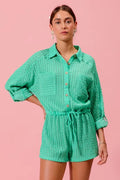 SO ME Textured Knit Button Front Romper