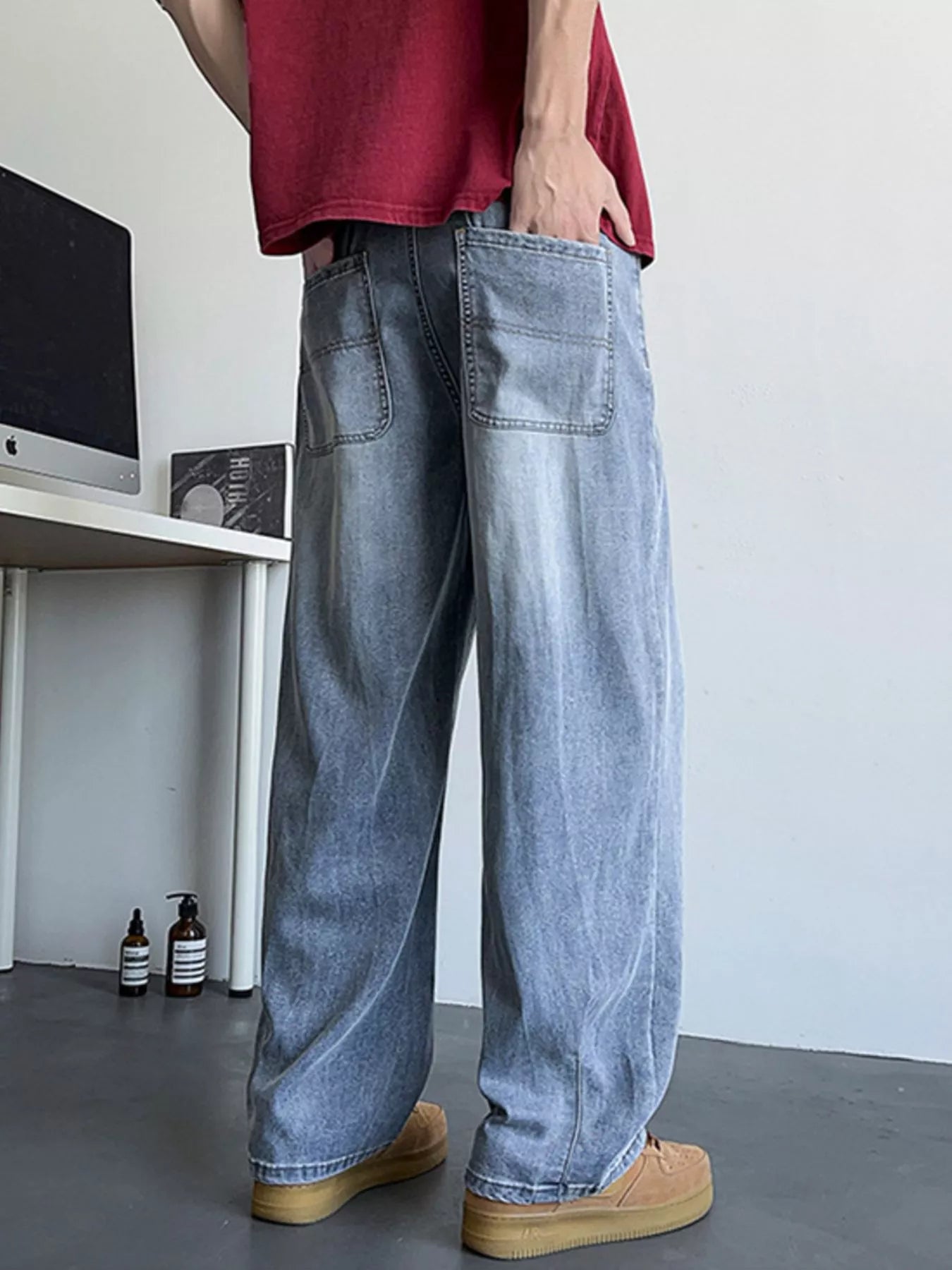 Men's Plus Size Wide Leg Relaxed Fit Jeans