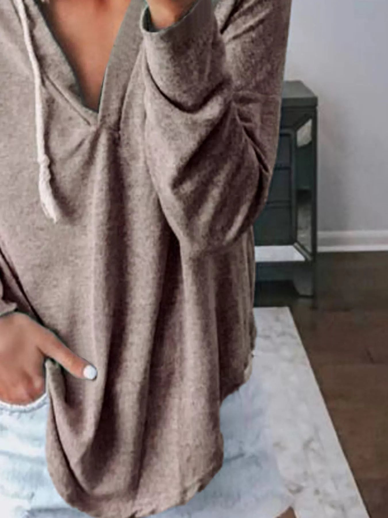 Full Size Drawstring Long Sleeve Hoodie Plus Size