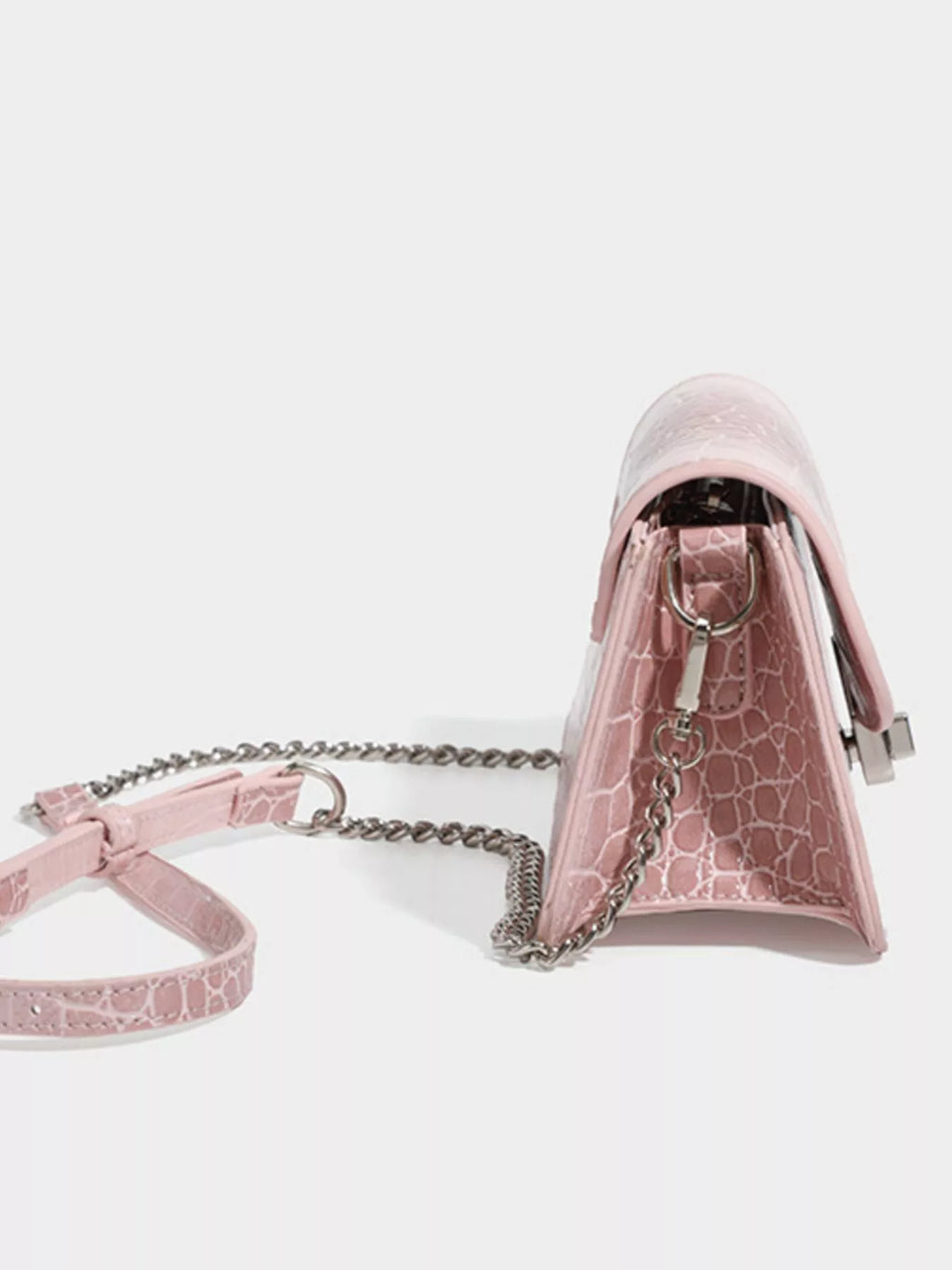 Crocodile Embossed Flap Crossbody Bag