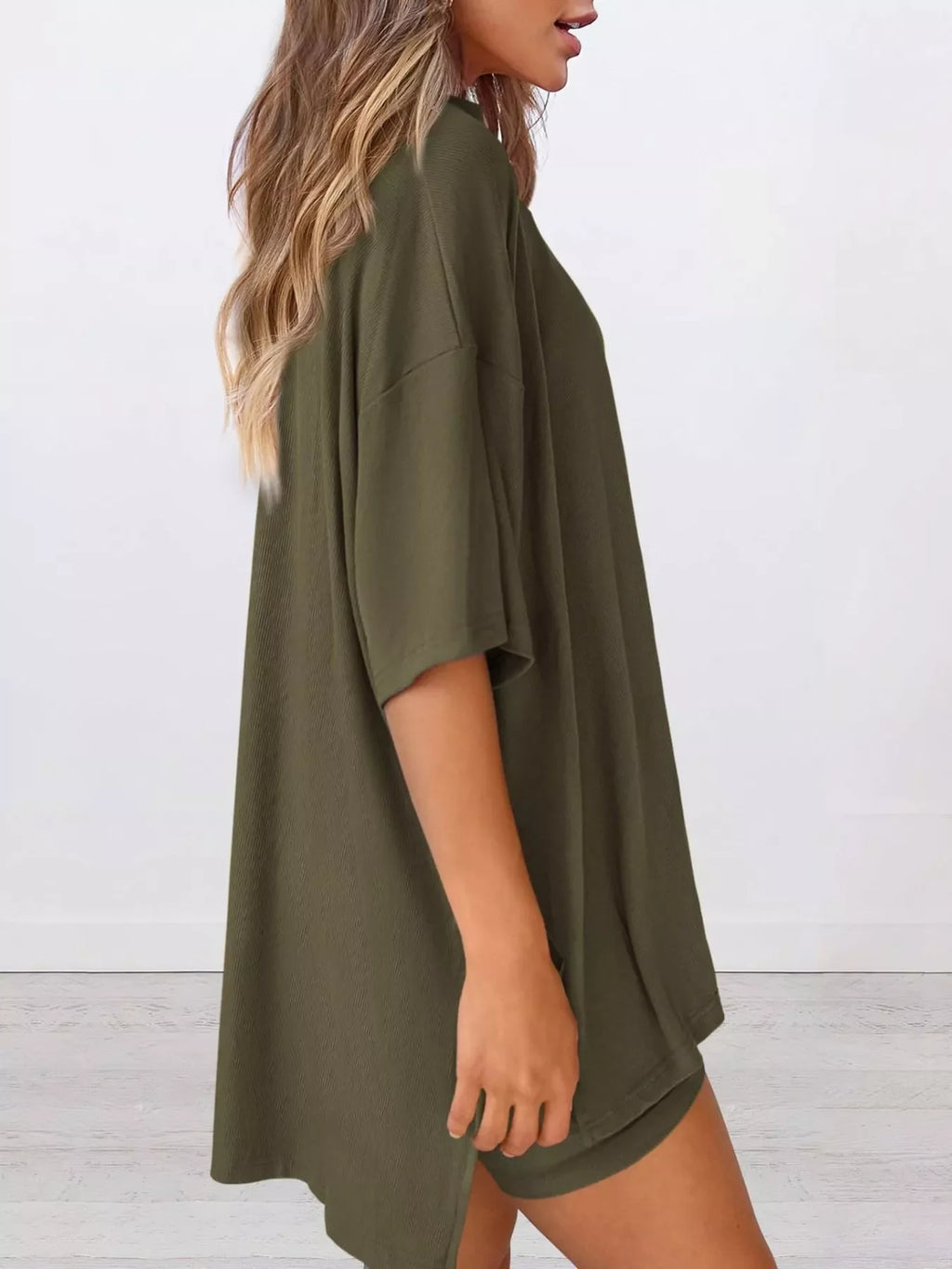 Full Size Half Sleeve T-Shirt and Shorts Set Plus Size