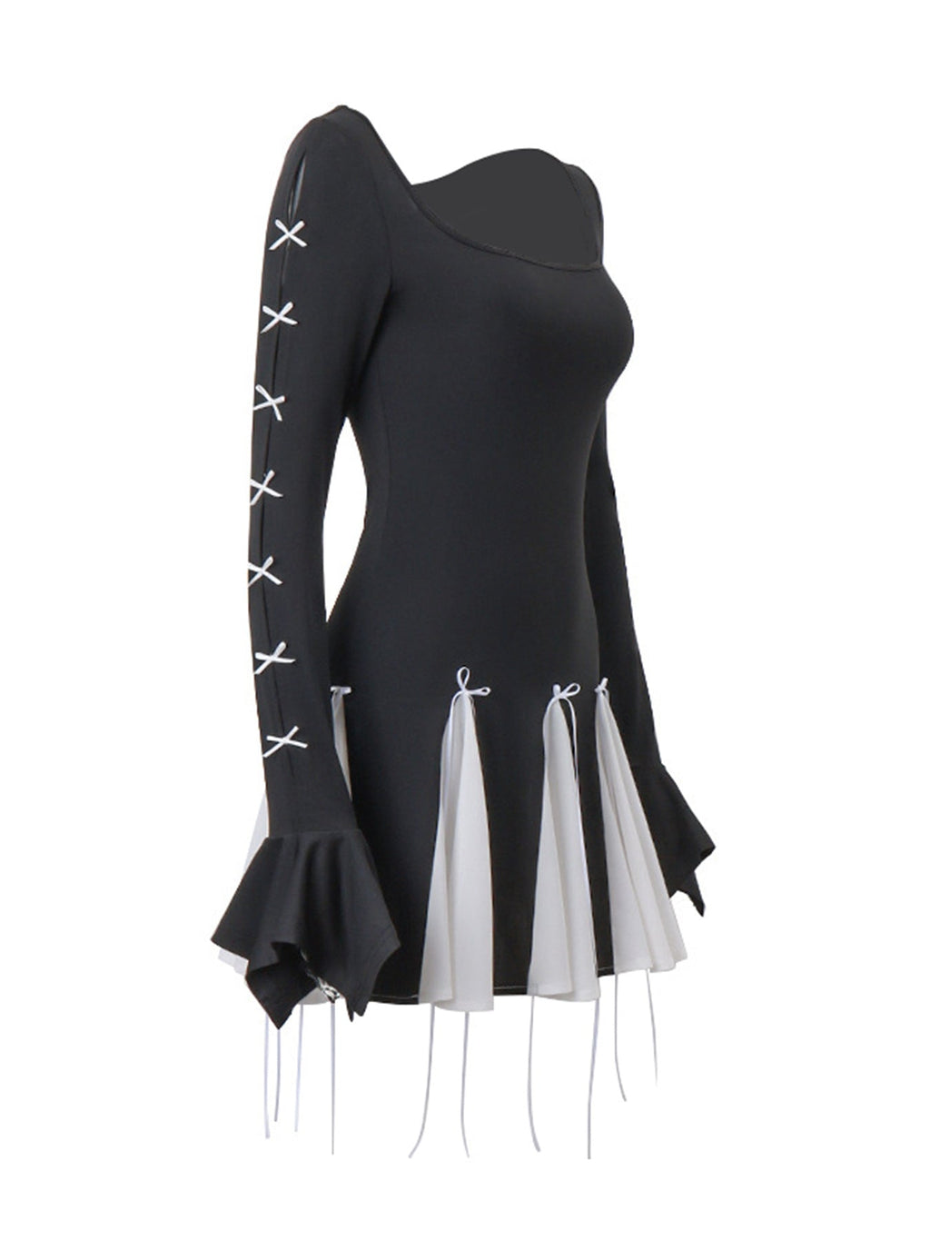 Two Tone Bowknot Decor Mini Dress
