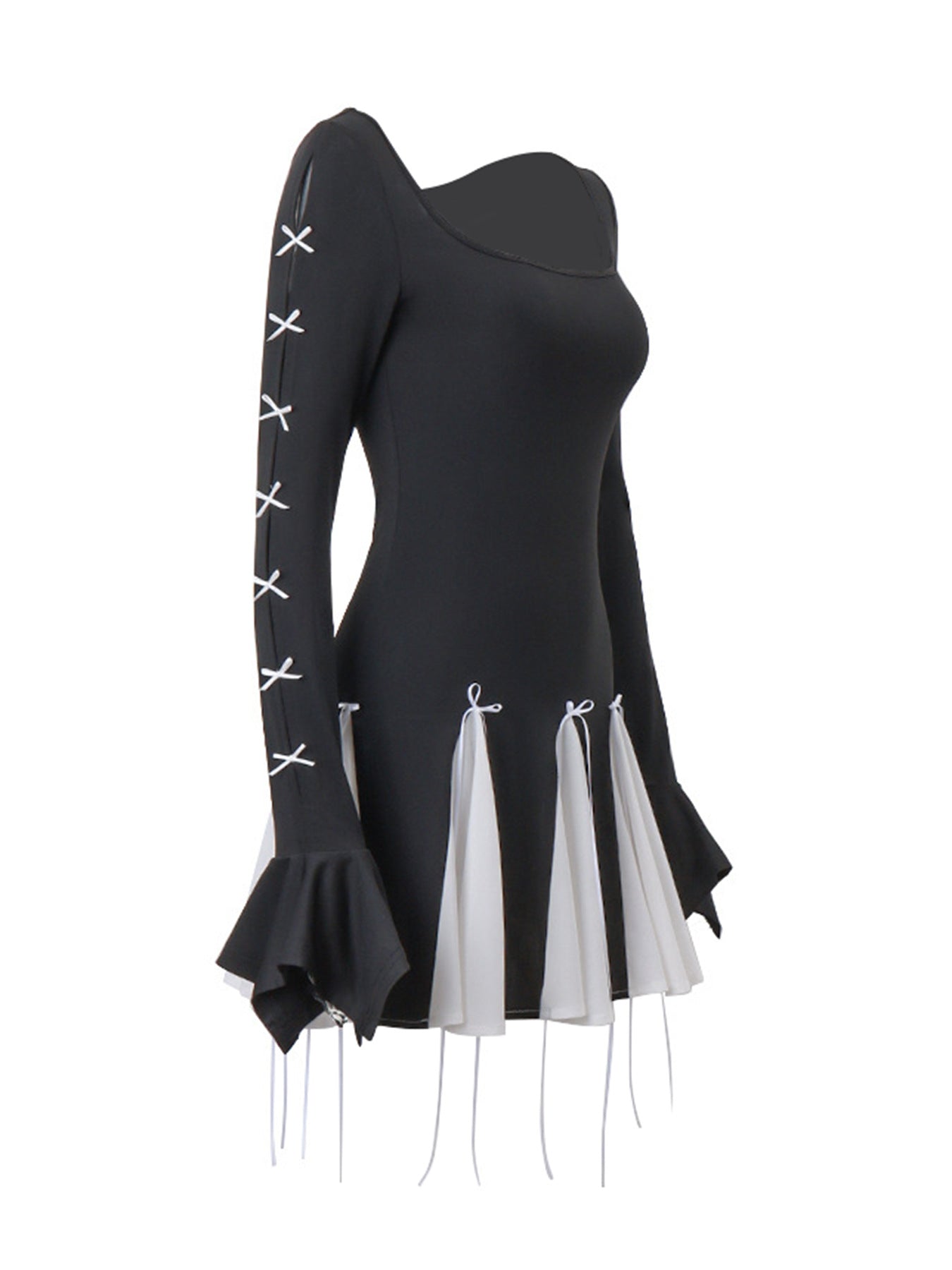 Two Tone Bowknot Decor Mini Dress
