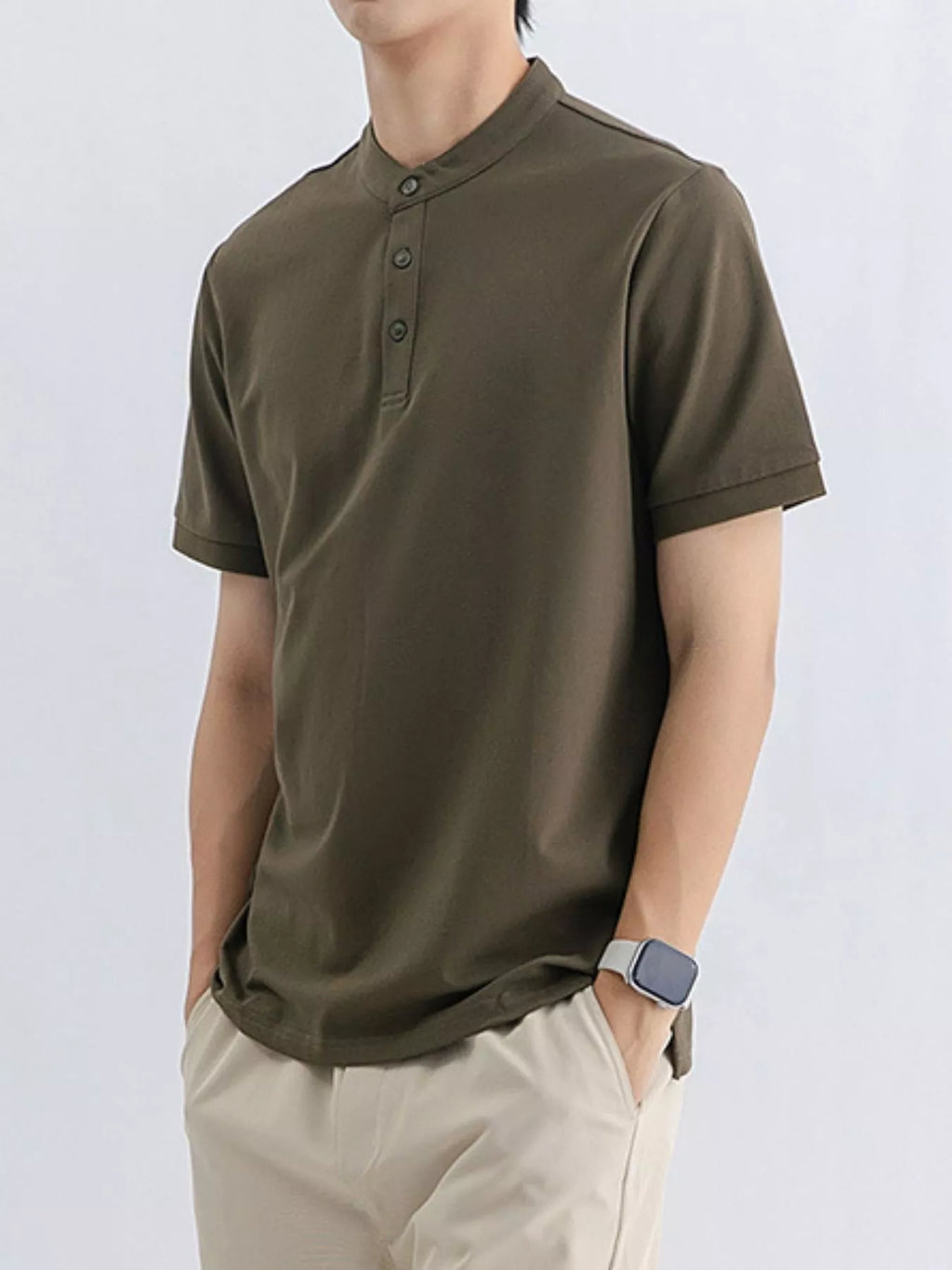 Men's Plus Size Button Detail Short Sleeve T-Shirt