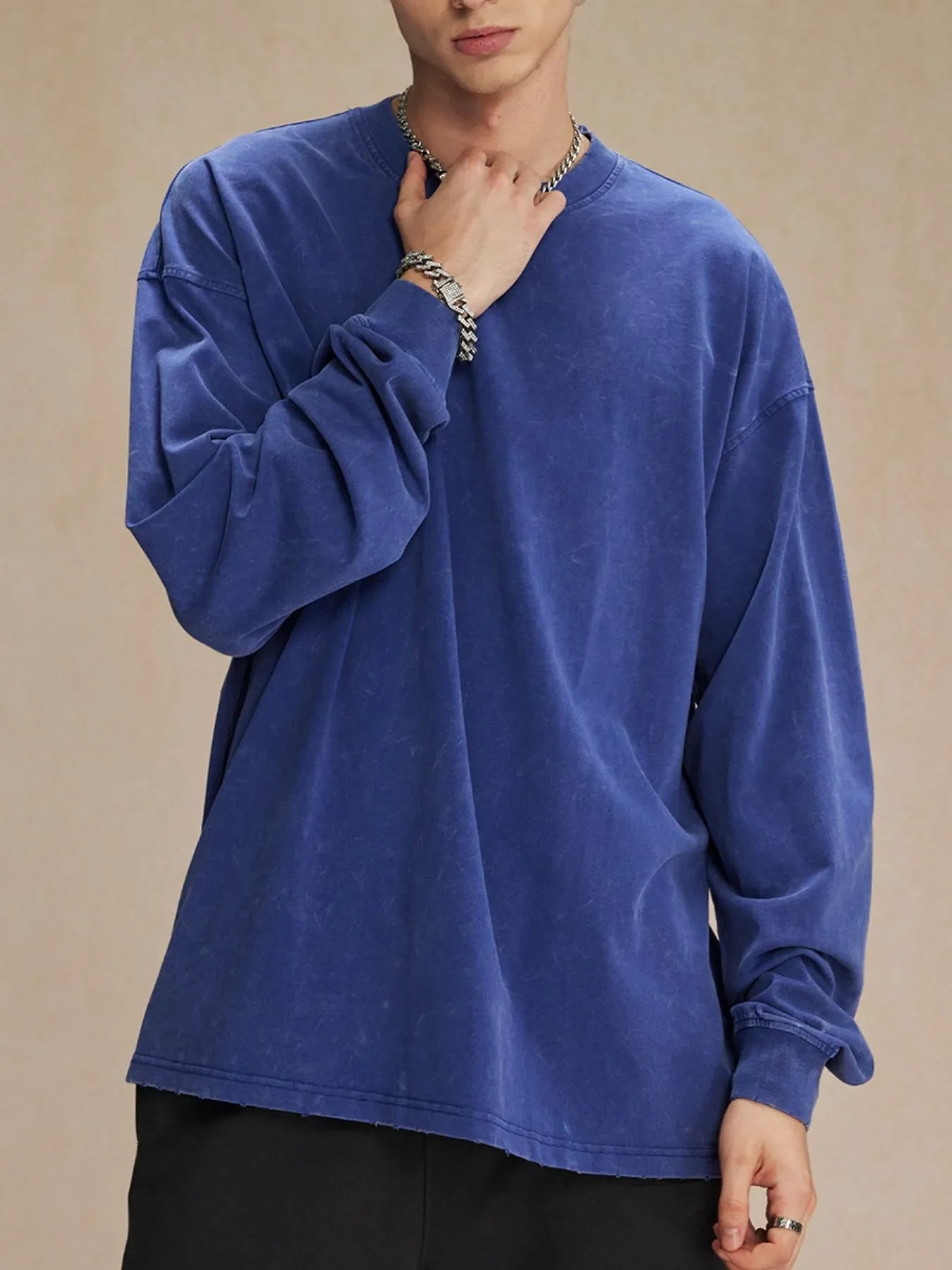 Men's Oversized Washed Round Neck T-Shirt