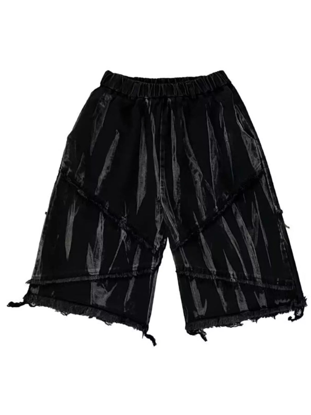 Men's Full Size Distressed Hem Denim Shorts Plus Size