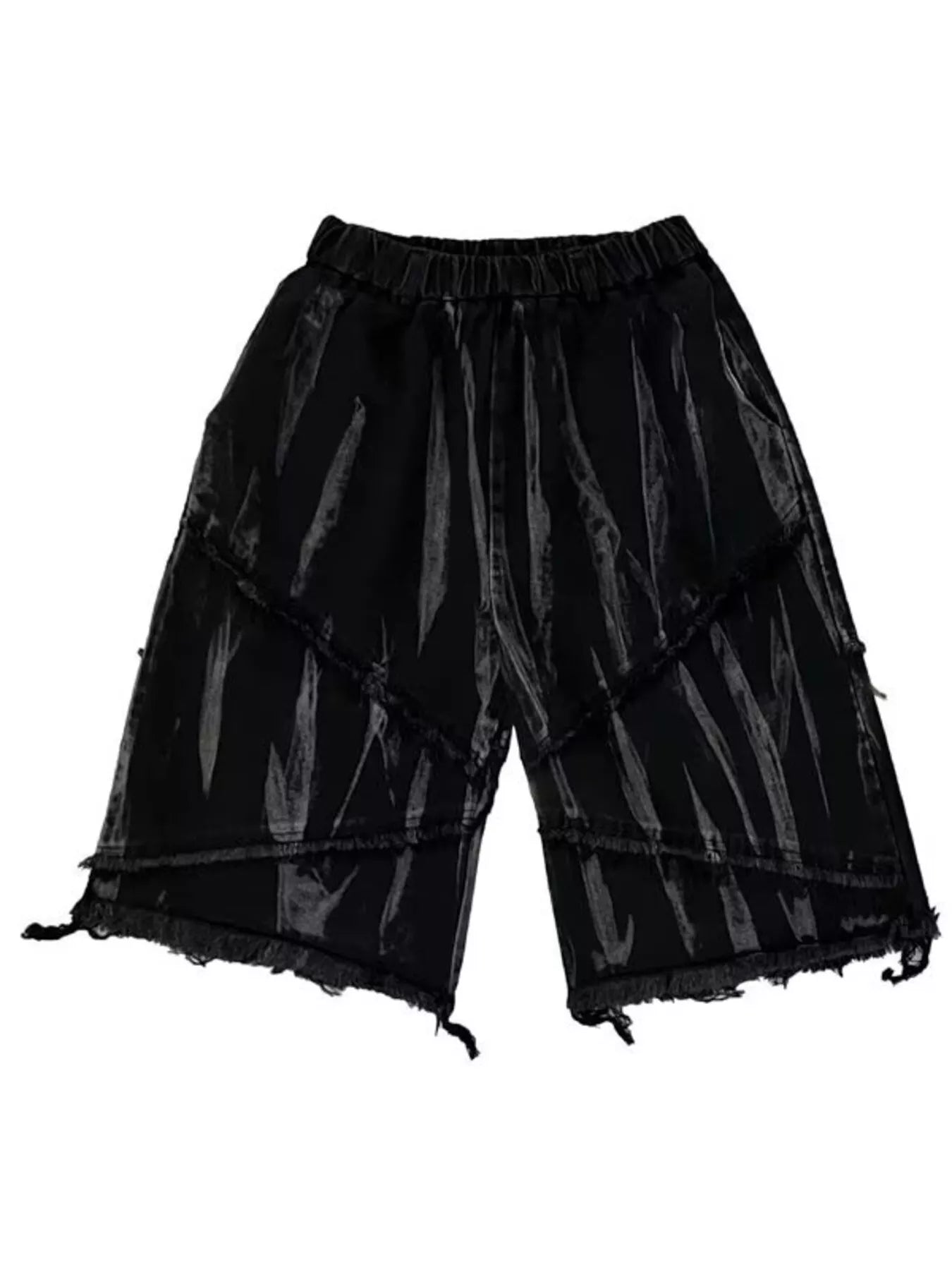 Men's Full Size Distressed Hem Denim Shorts Plus Size