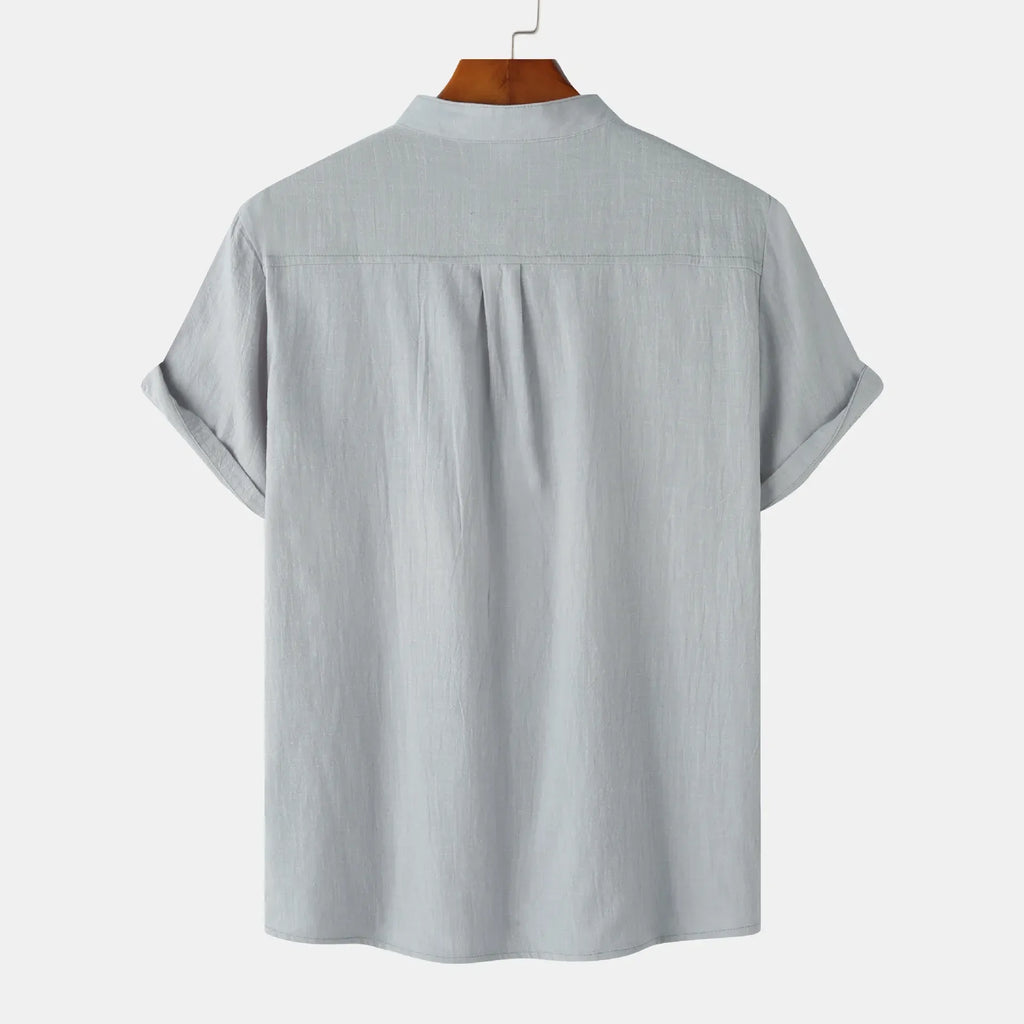 Men's Mandarin Collar Short Sleeve Henley Shirt