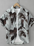 Men's Plus Size Abstract Print Short Sleeve Button-Up Shirt