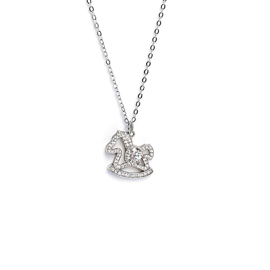 Moissanite 925 Sterling Silver Rocking Horse Necklace