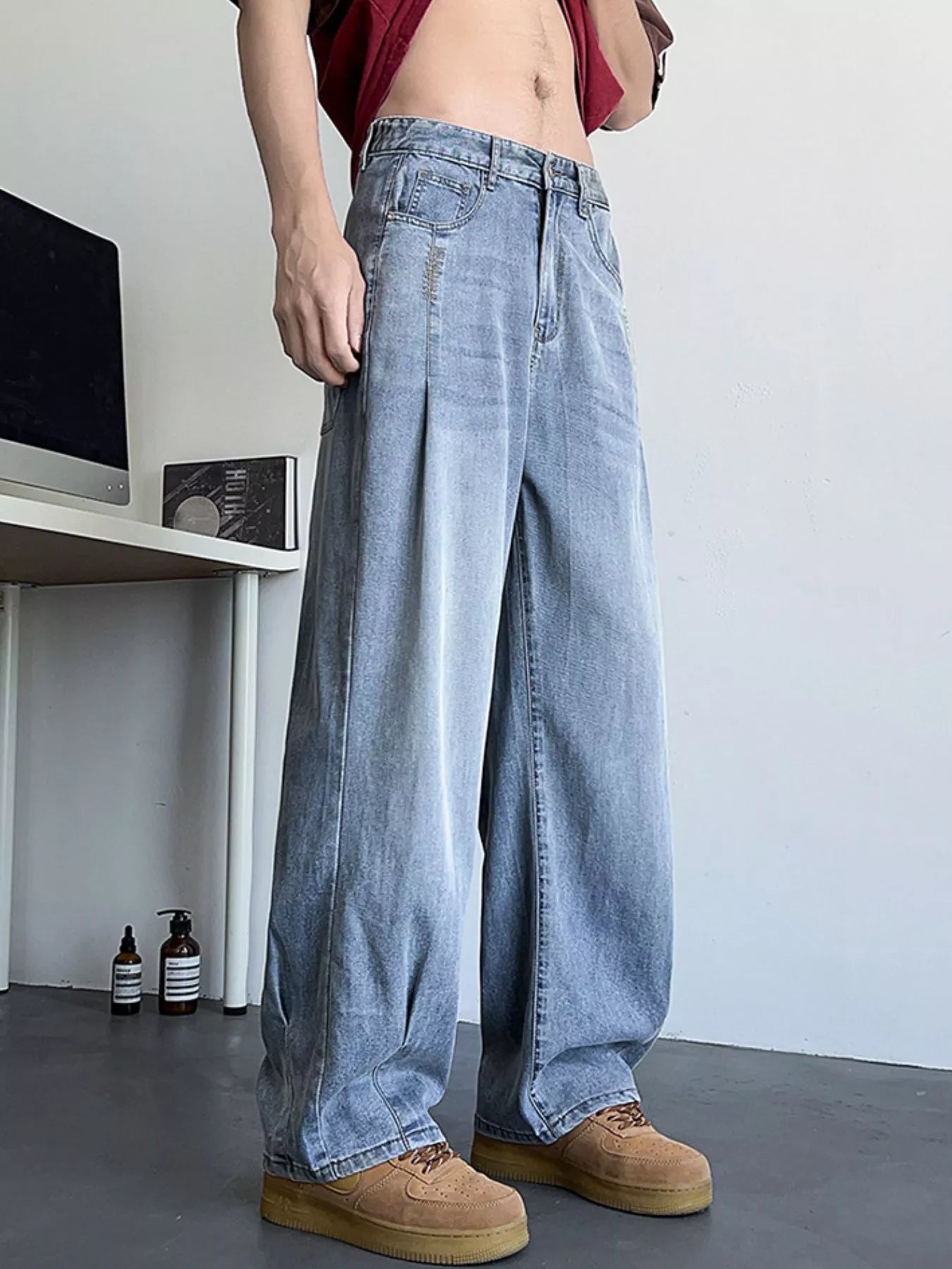Men's Plus Size Wide Leg Relaxed Fit Jeans