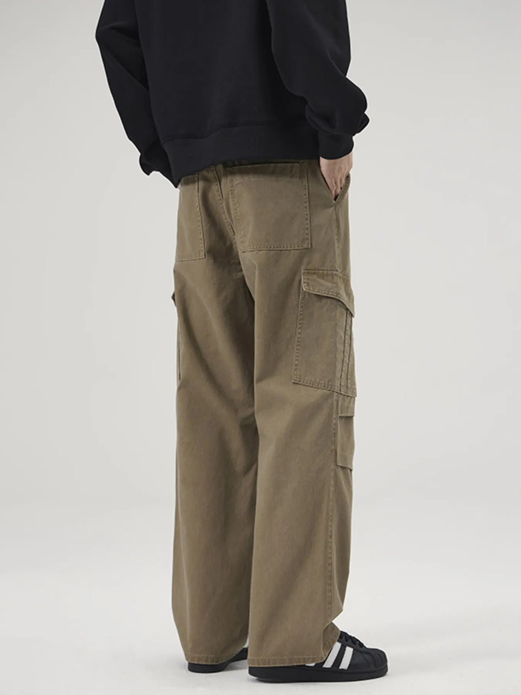 Men's Full Size Multi-Pocket Cargo Pants with Ruched Detail Plus Size