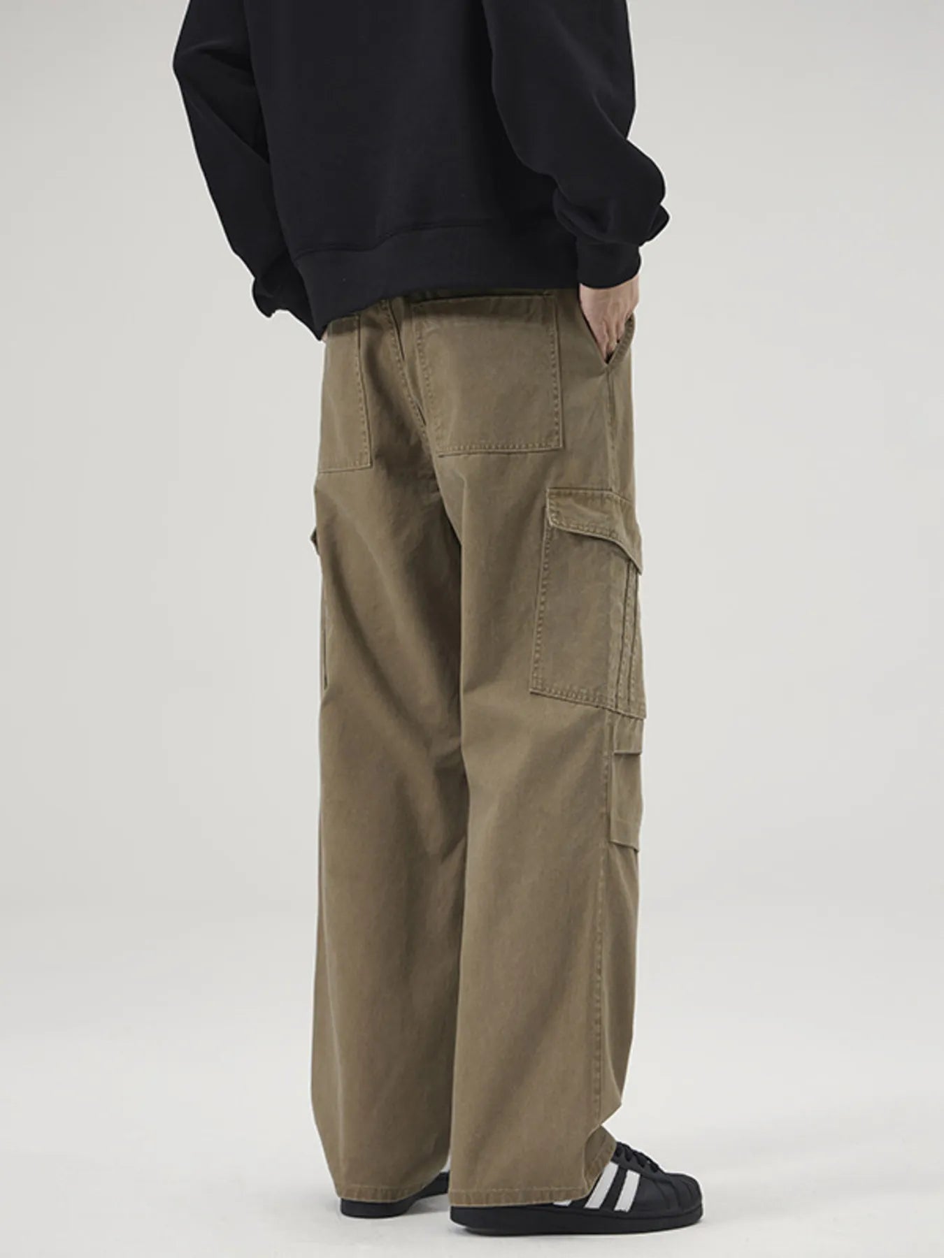 Men's Full Size Multi-Pocket Cargo Pants with Ruched Detail Plus Size