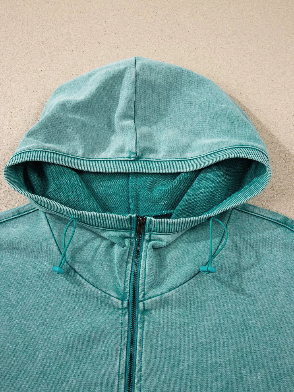 Half Zip Kangaroo Pocket Mineral Wash Baggy Hoodie