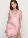 Ruffled Scoop Neck Tank and Skirt Set