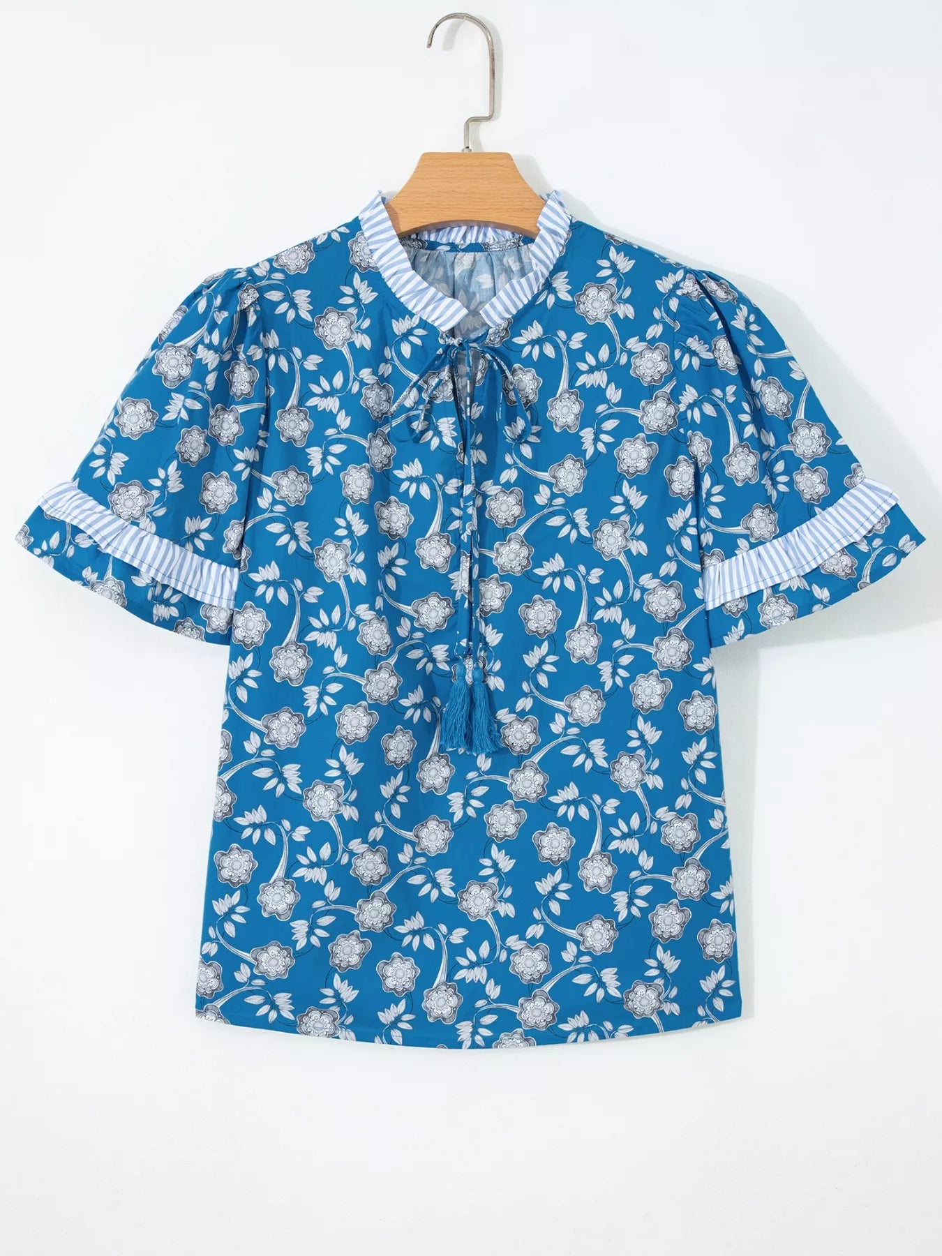 Floral Print Ruffle Sleeve Blouse