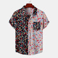 Men's Plus Size Printed Button Up Short Sleeve Shirt