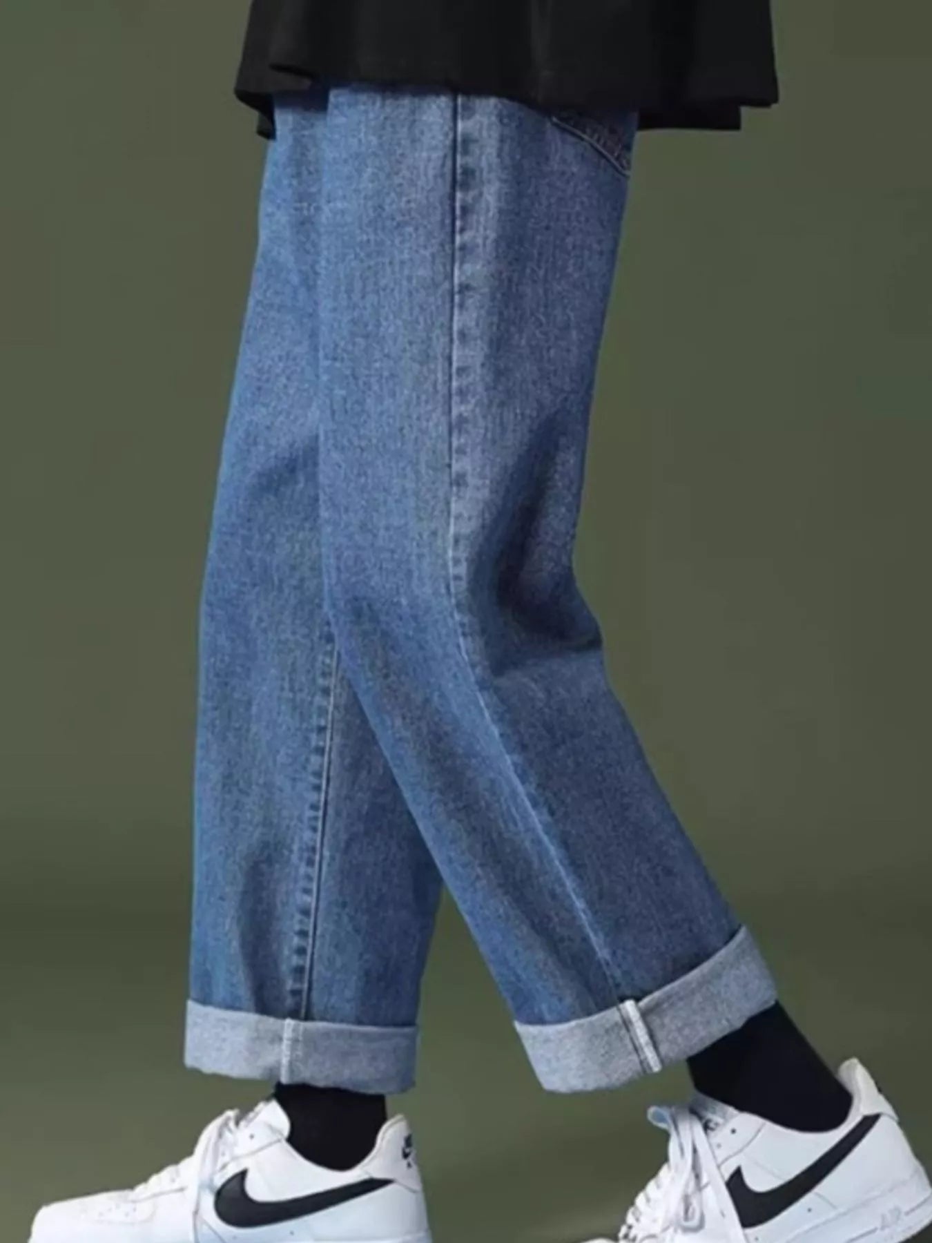 Men's Full Size Wash Wide Leg Jeans Plus Size