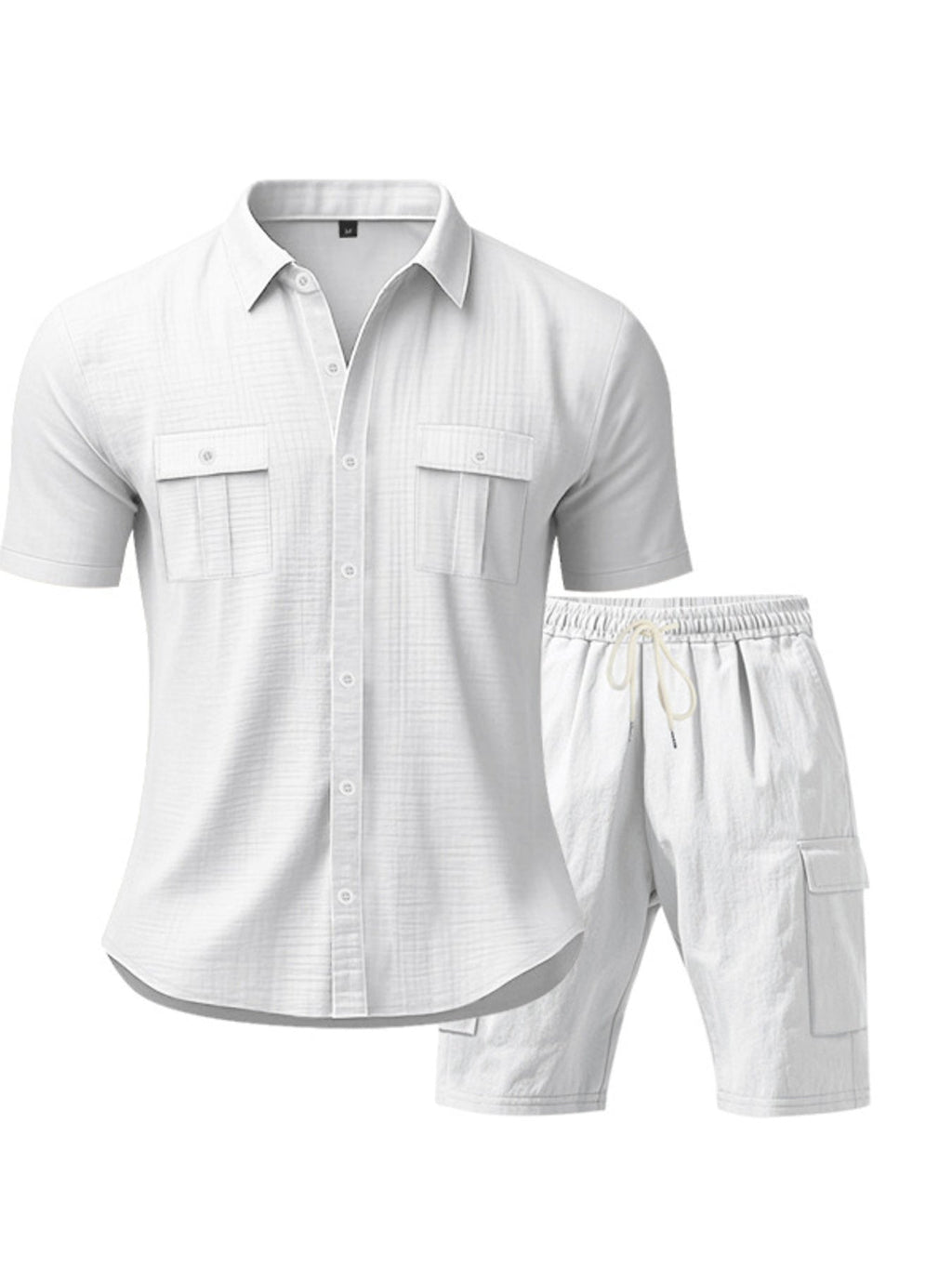 Men's Full Size Button Up Shirt and Shorts Set Plus Size