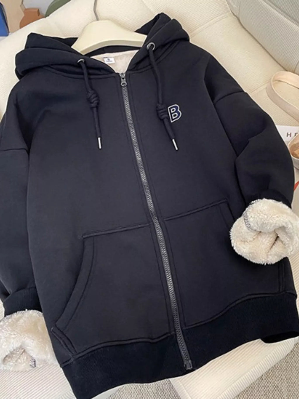 Fleece-Lined Zip-Up Hoodie