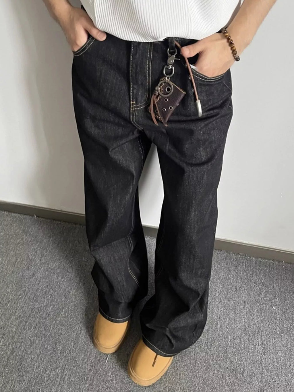 Men's Full Size Wide Leg Wash Jeans Plus Size