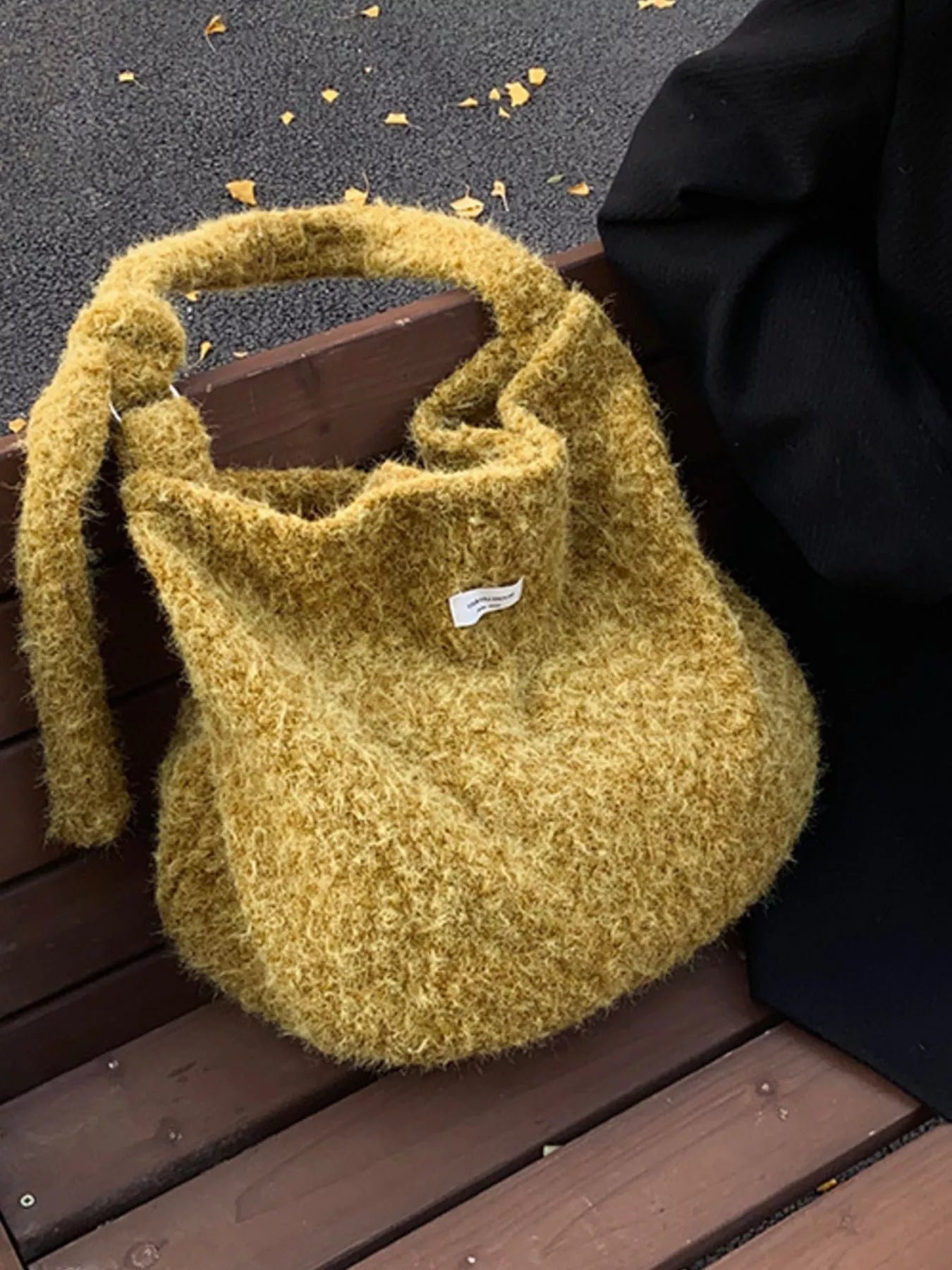 Fuzzy Solid Color Crossbody Bag