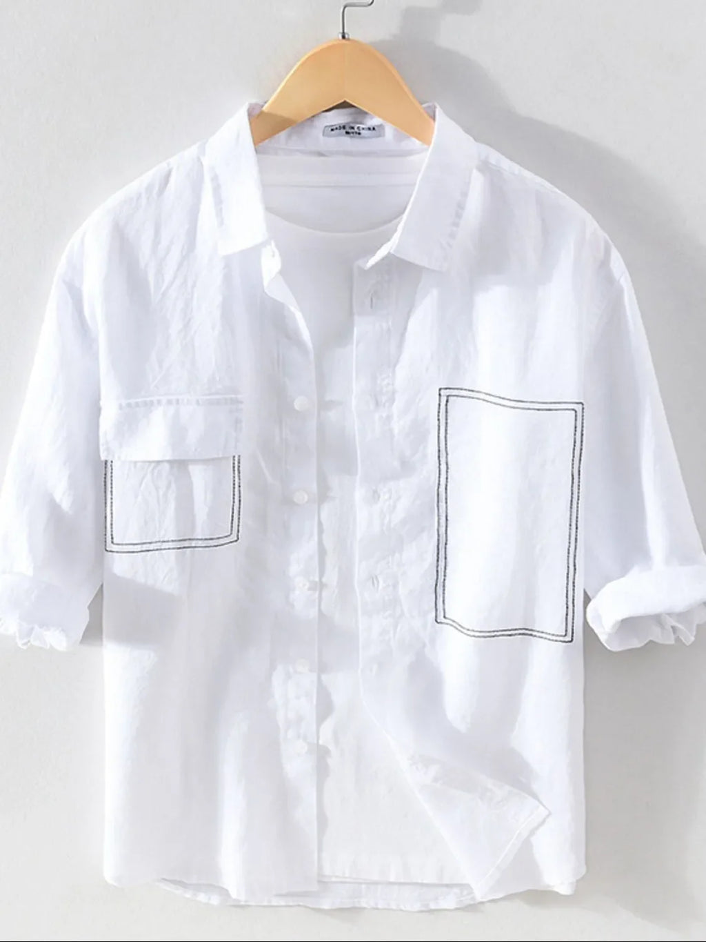 Men's Plus Size Button Up Pocketed Shirt