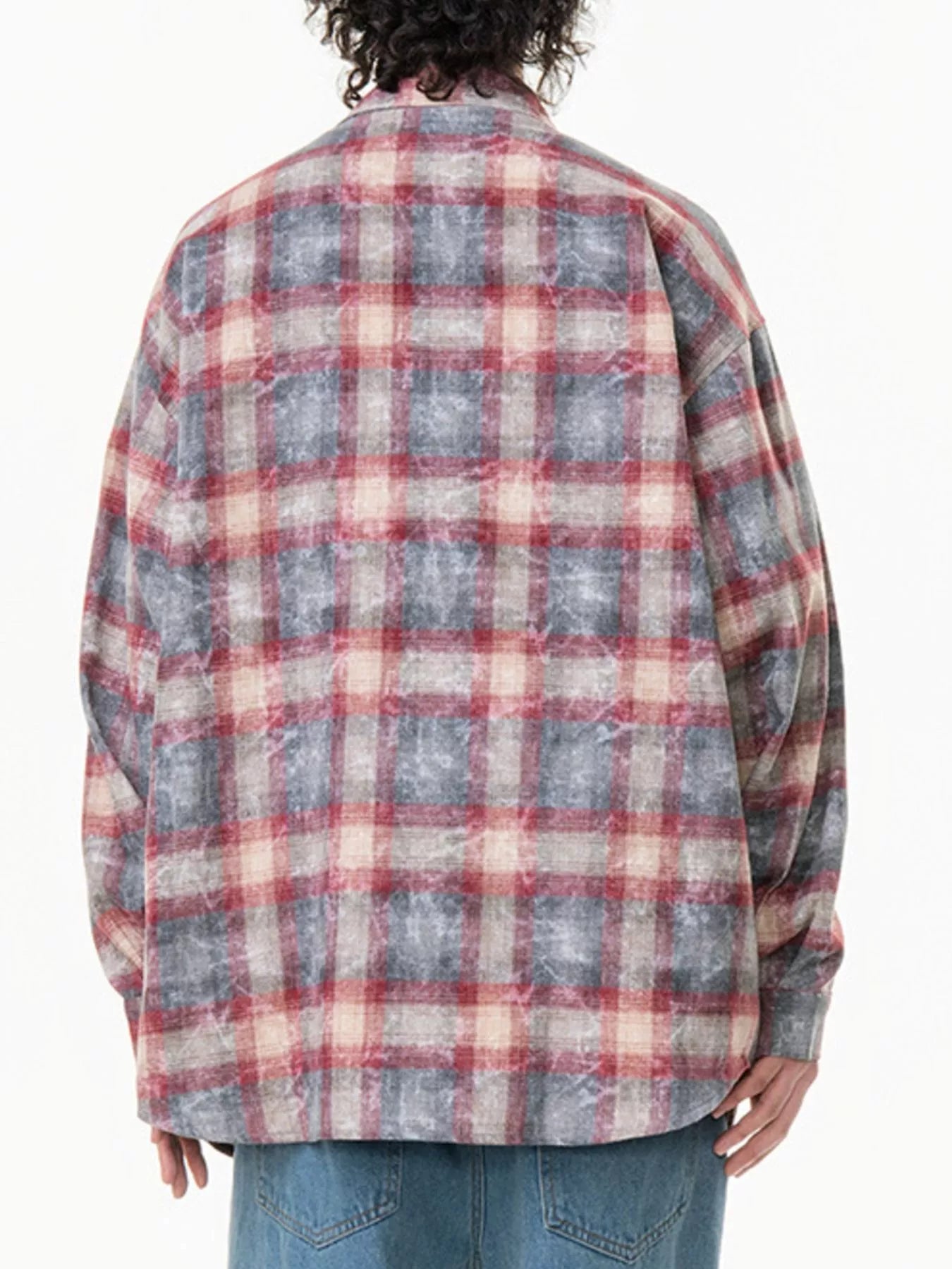 Men's Plus Size Plaid Button Up Long Sleeve Shirt