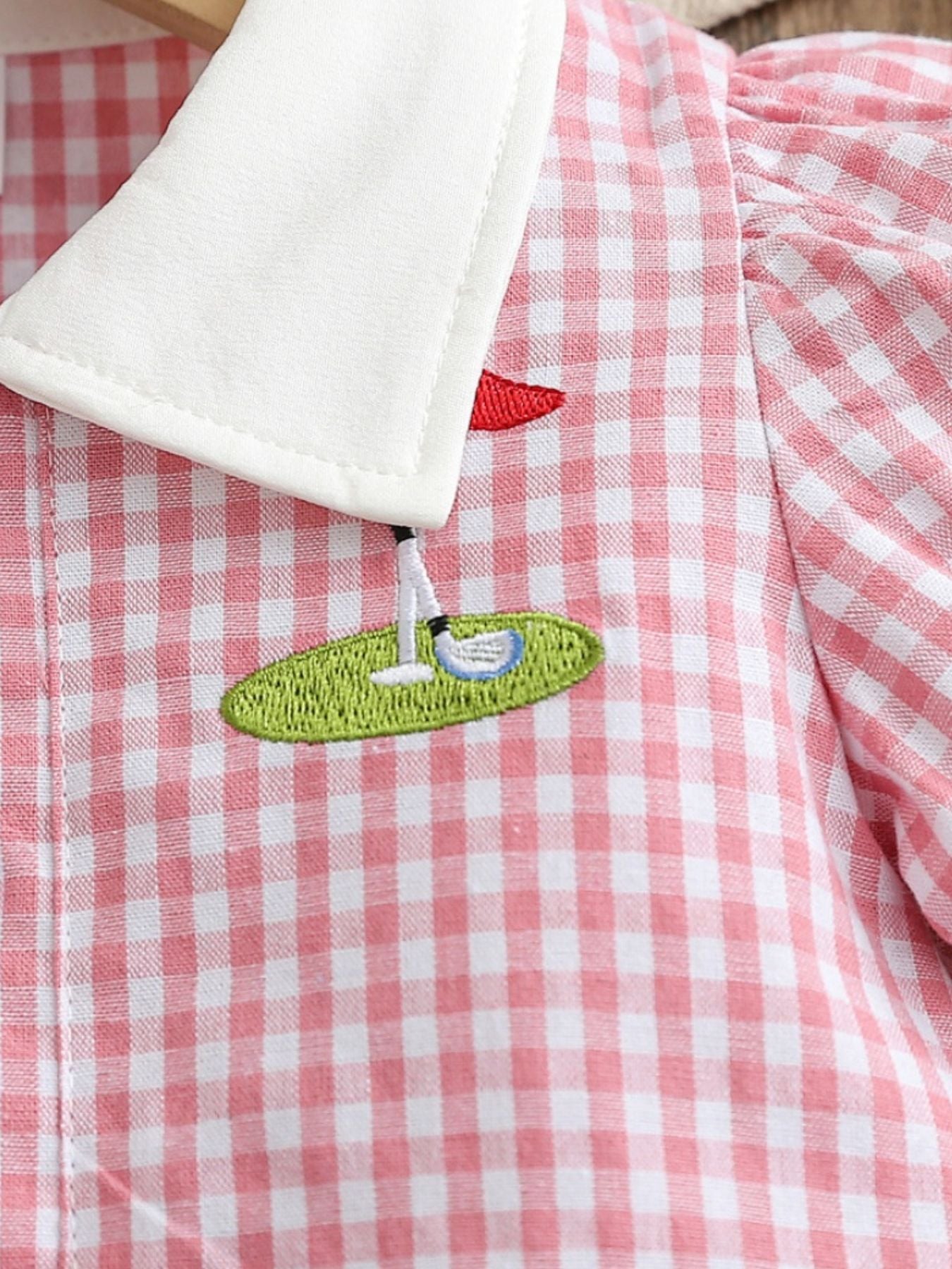 Children's Gingham Ruffle Hem Polo Dress