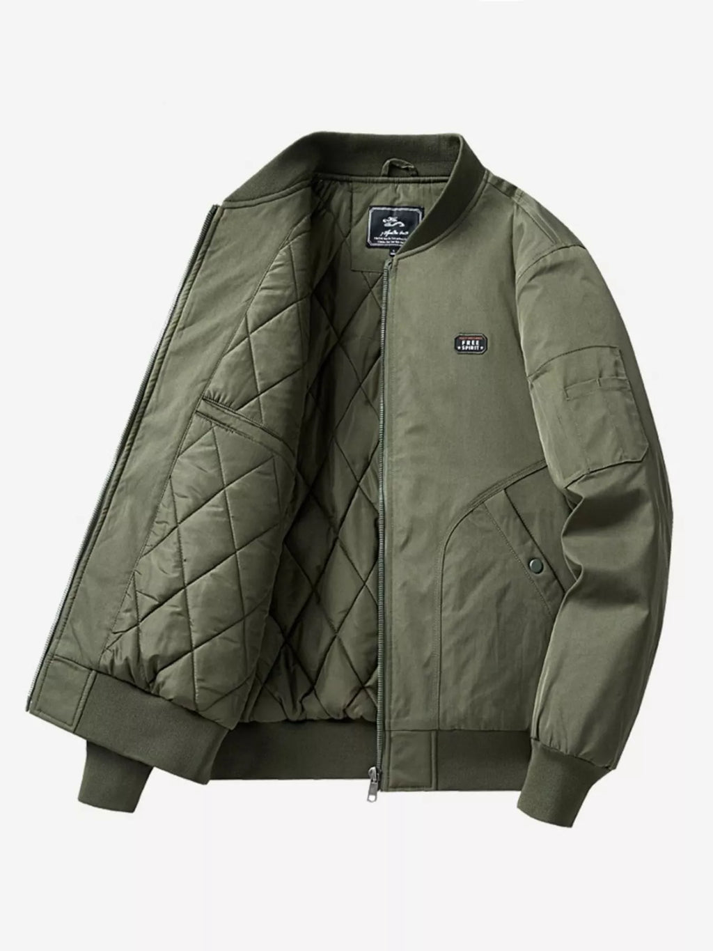 Men's Plus Size Bomber Jacket with Zipper