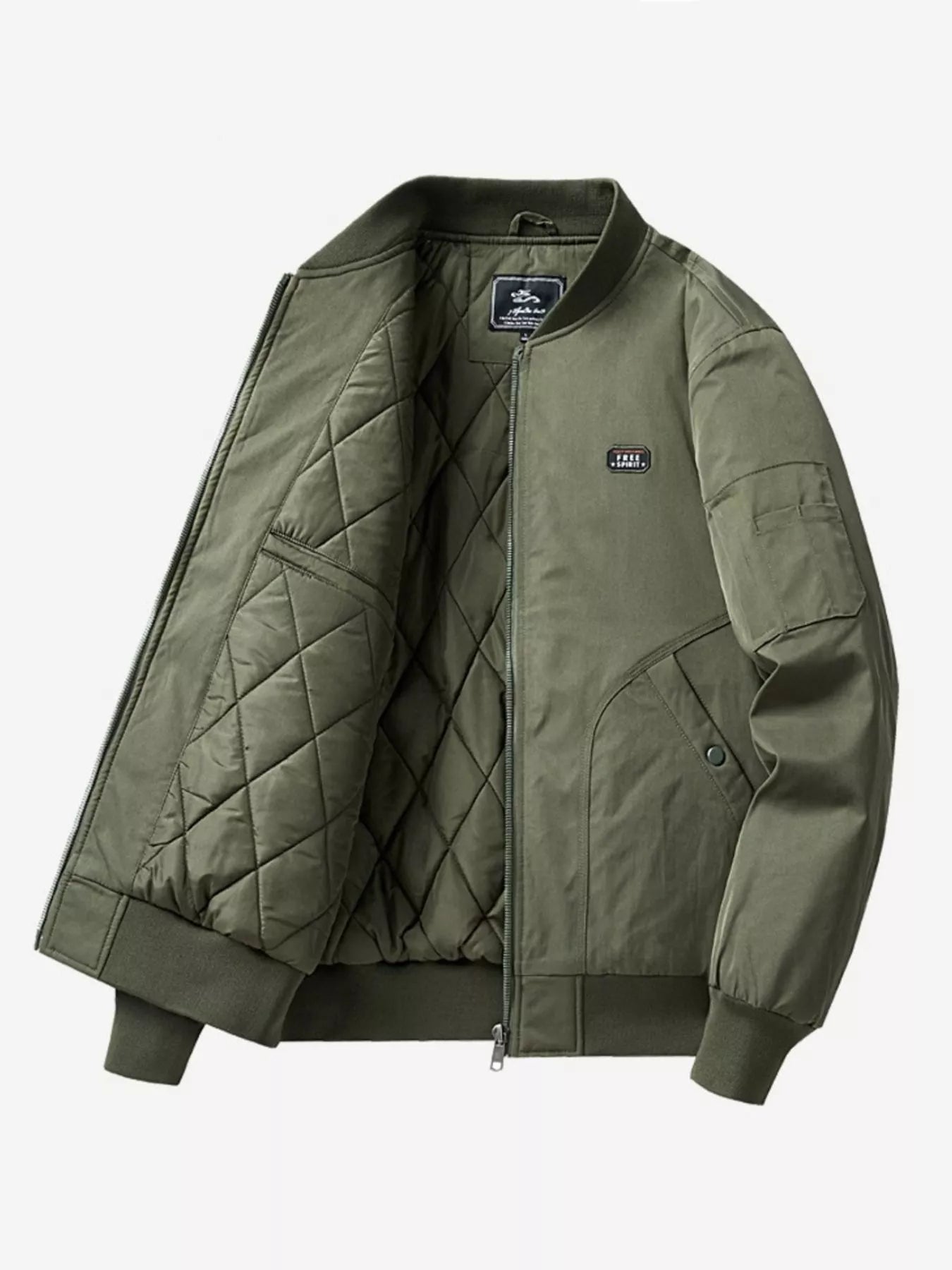 Men's Plus Size Bomber Jacket with Zipper